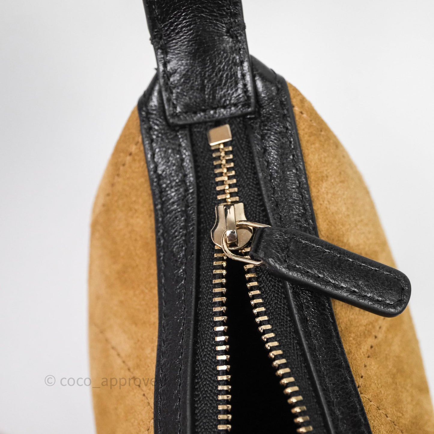Chanel Hobo with Chain Brown Suede/ Black Calfskin Gold Hardware