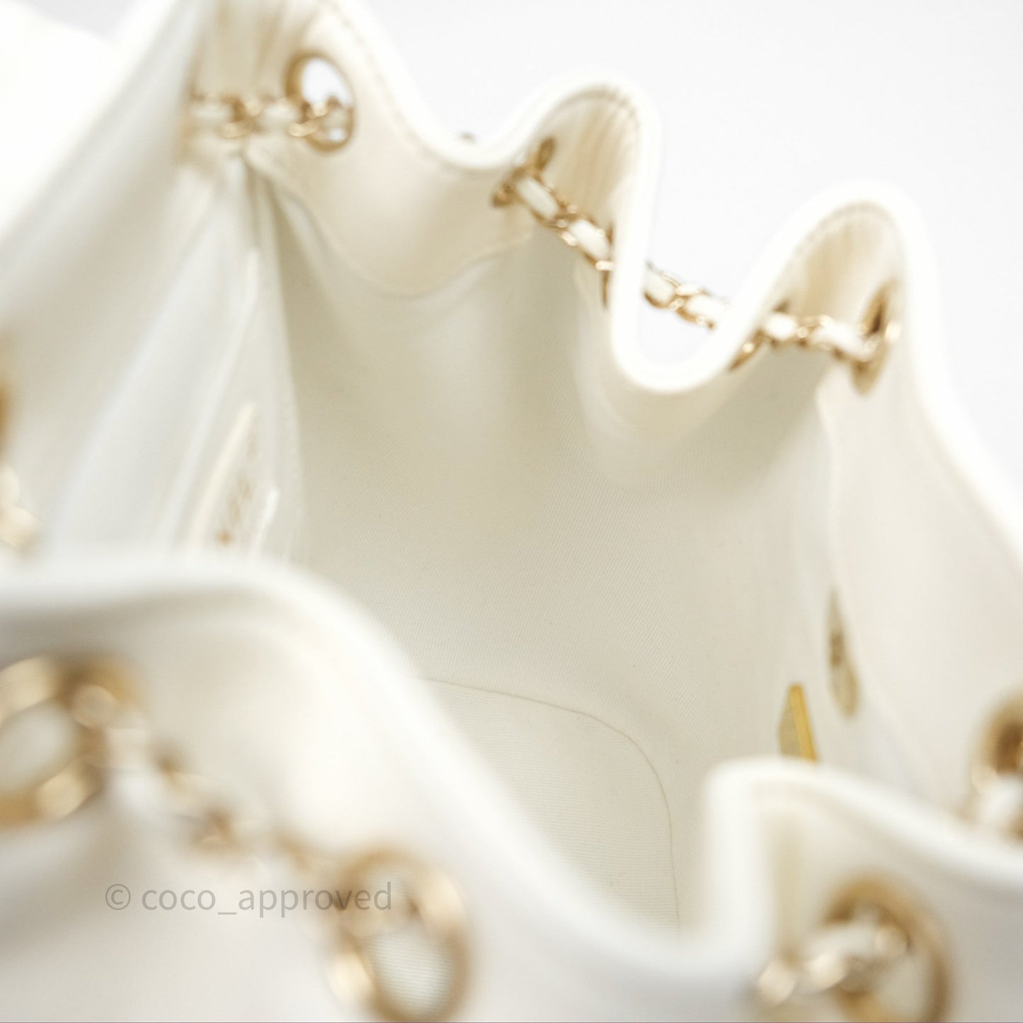 Chanel Quilted Small Duma Drawstring Backpack White Calfskin Gold Hardware