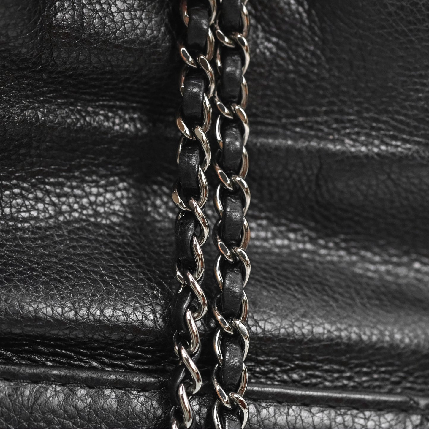 Chanel Small Gabrielle Drawstring Bucket Bag Black Aged Calfskin
