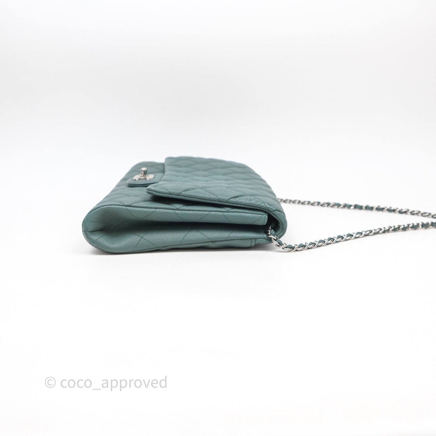 Chanel Quilted Clutch with Chain Green Caviar Gold Hardware