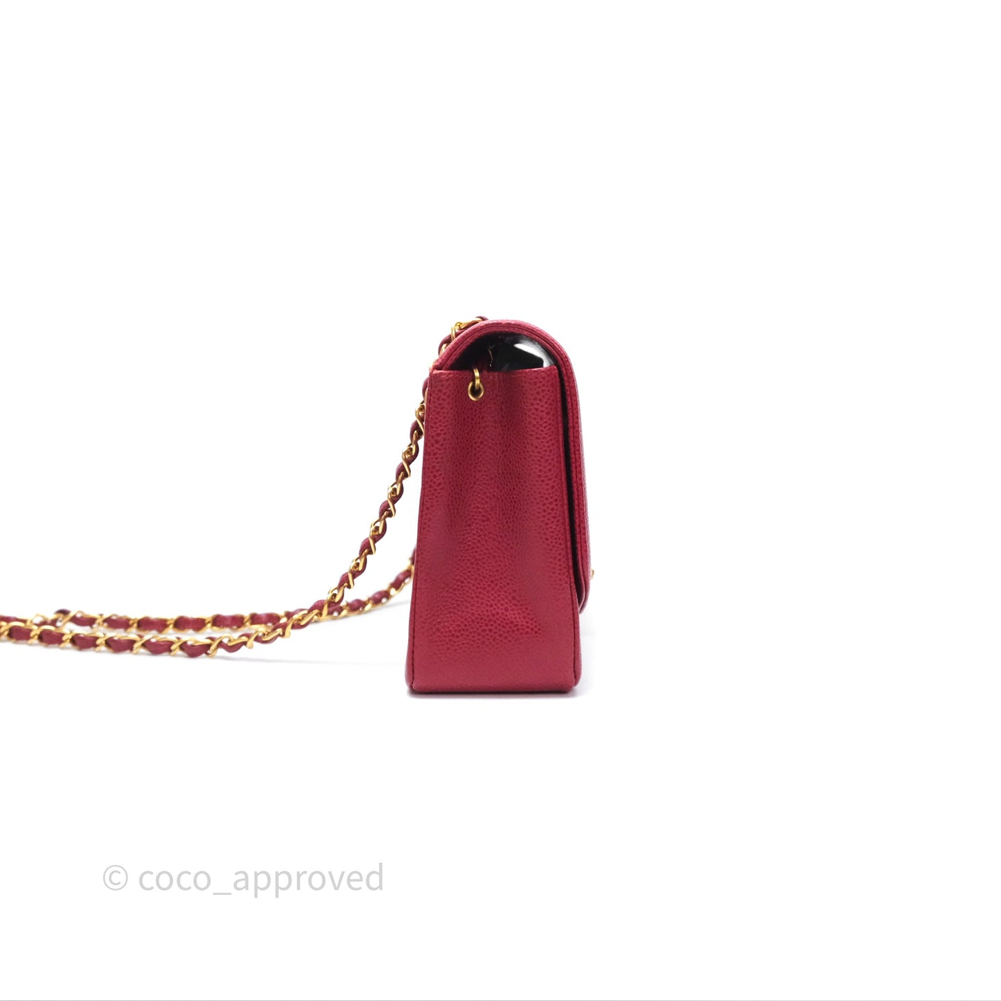 Chanel Medium Vintage Quilted Classic Diana Flap Bag Red Caviar 24K Gold Hardware