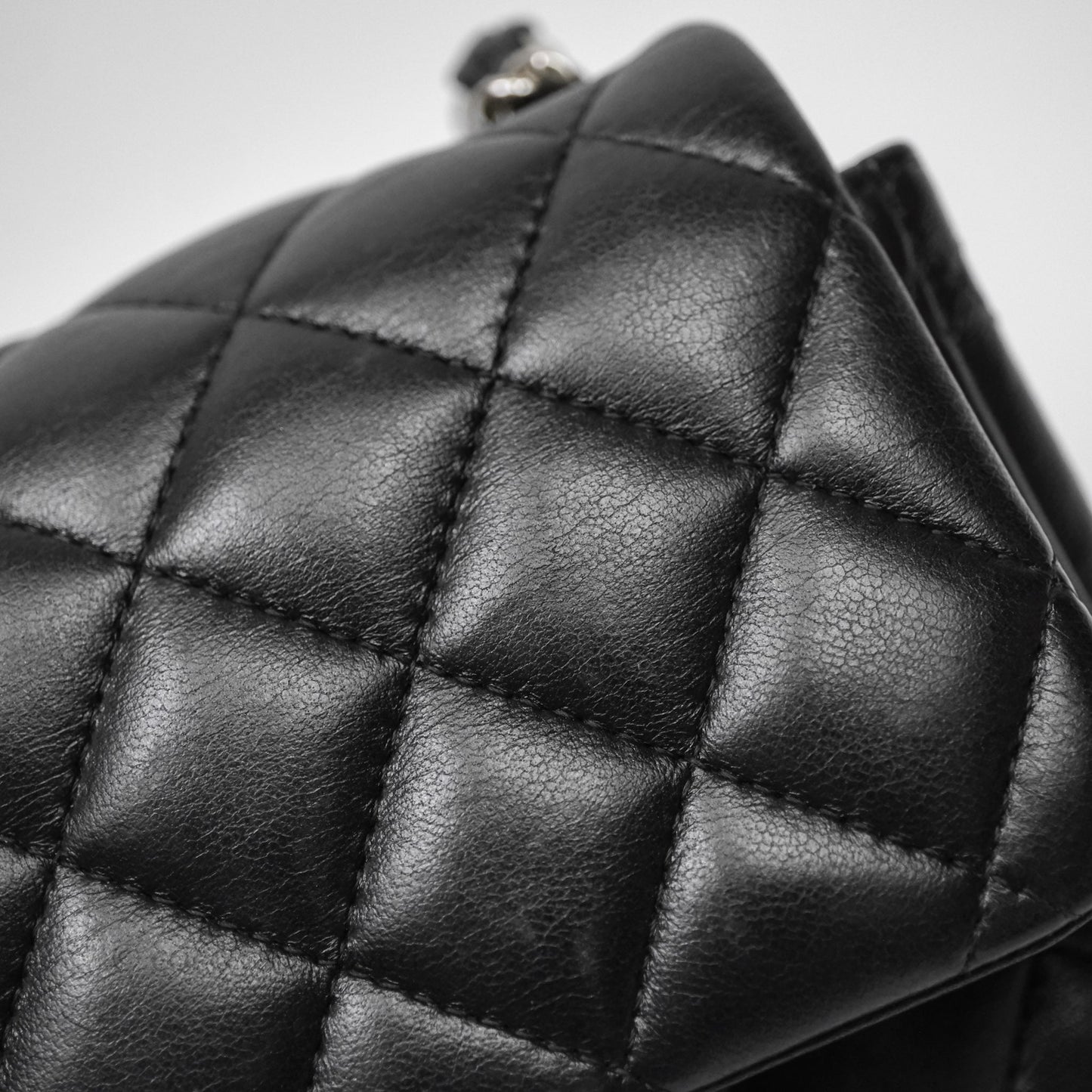 Chanel Mini Square Quilted Black Lambskin Silver Hardware
