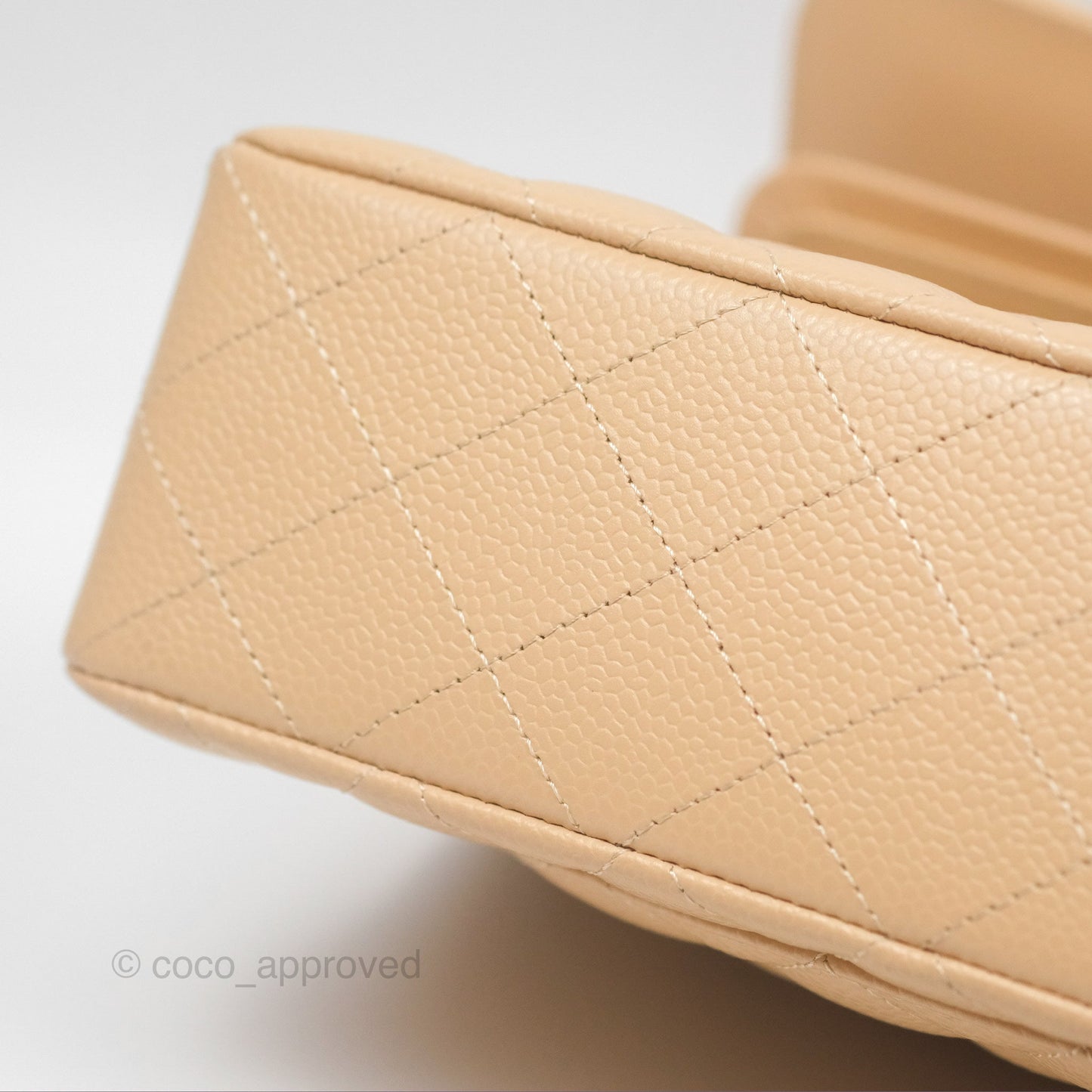 Chanel Classic Small S/M Quilted Flap Beige Caviar Gold Hardware