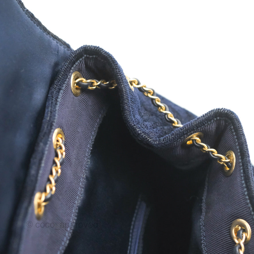 Chanel Parisian Stroll Backpack Wool Velvet Navy