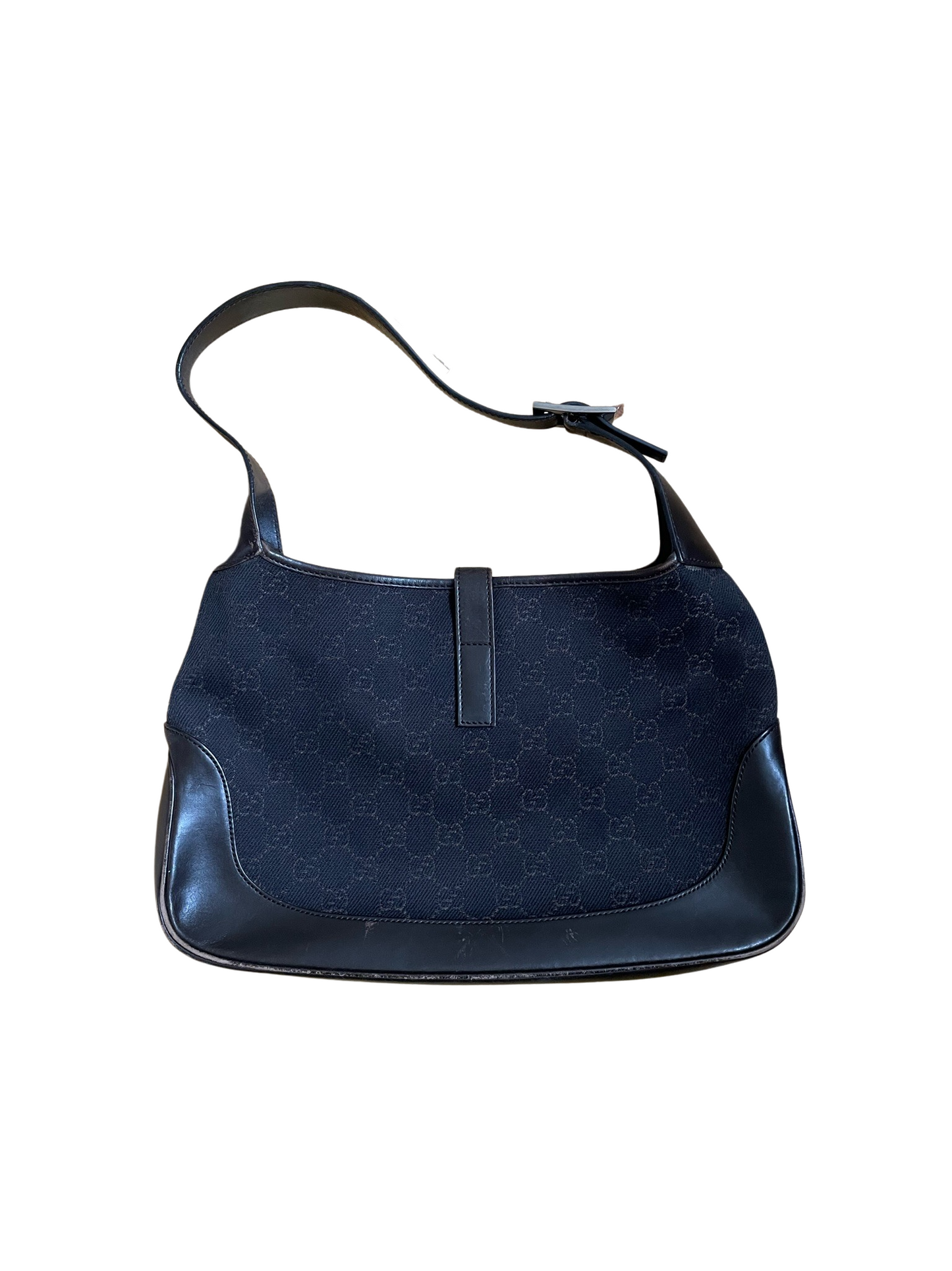 Luxury Gucci Jackie Black & Brown Jacquard & Leather Hand Bag