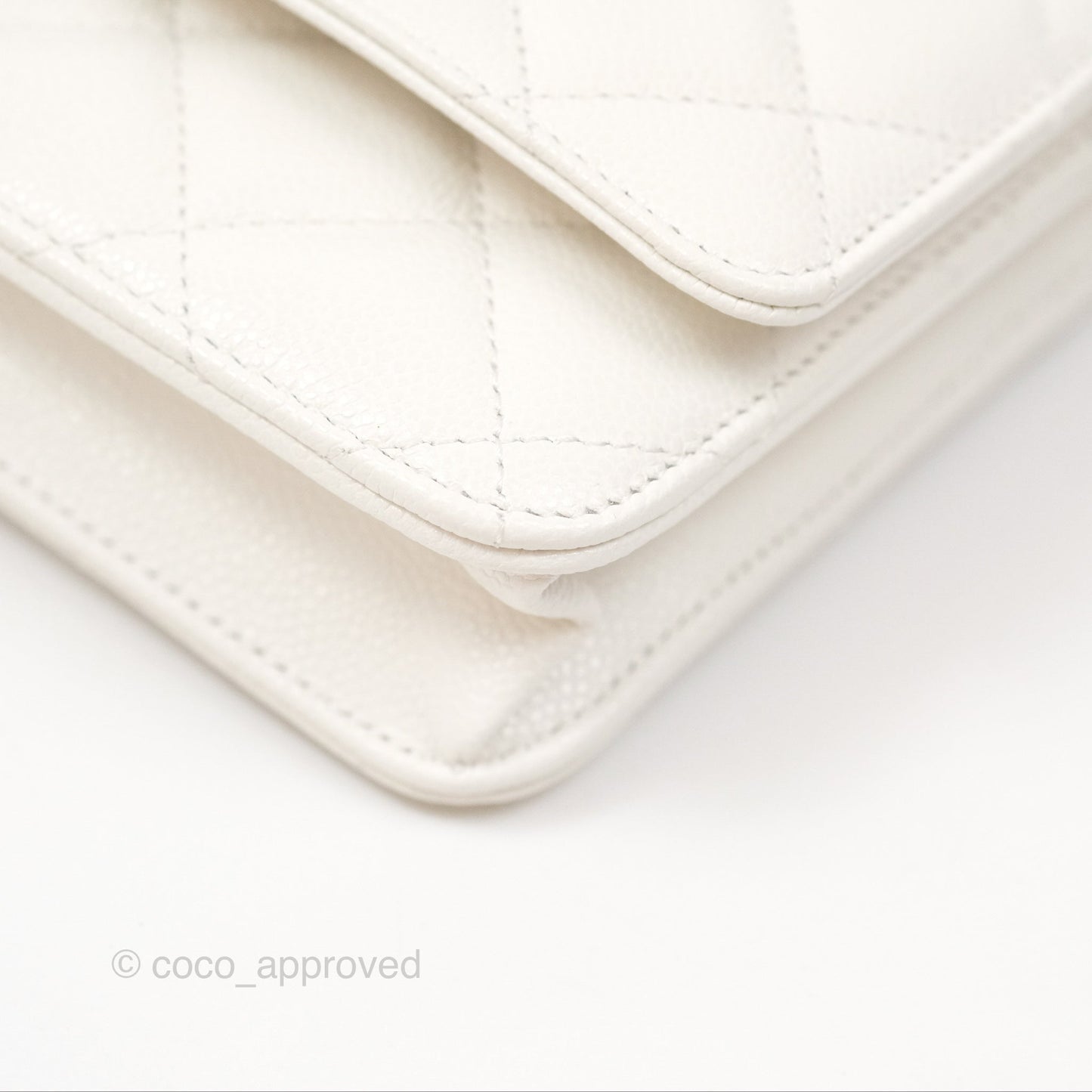 Chanel Quilted Classic Wallet on Chain WOC White Caviar Gold Hardware