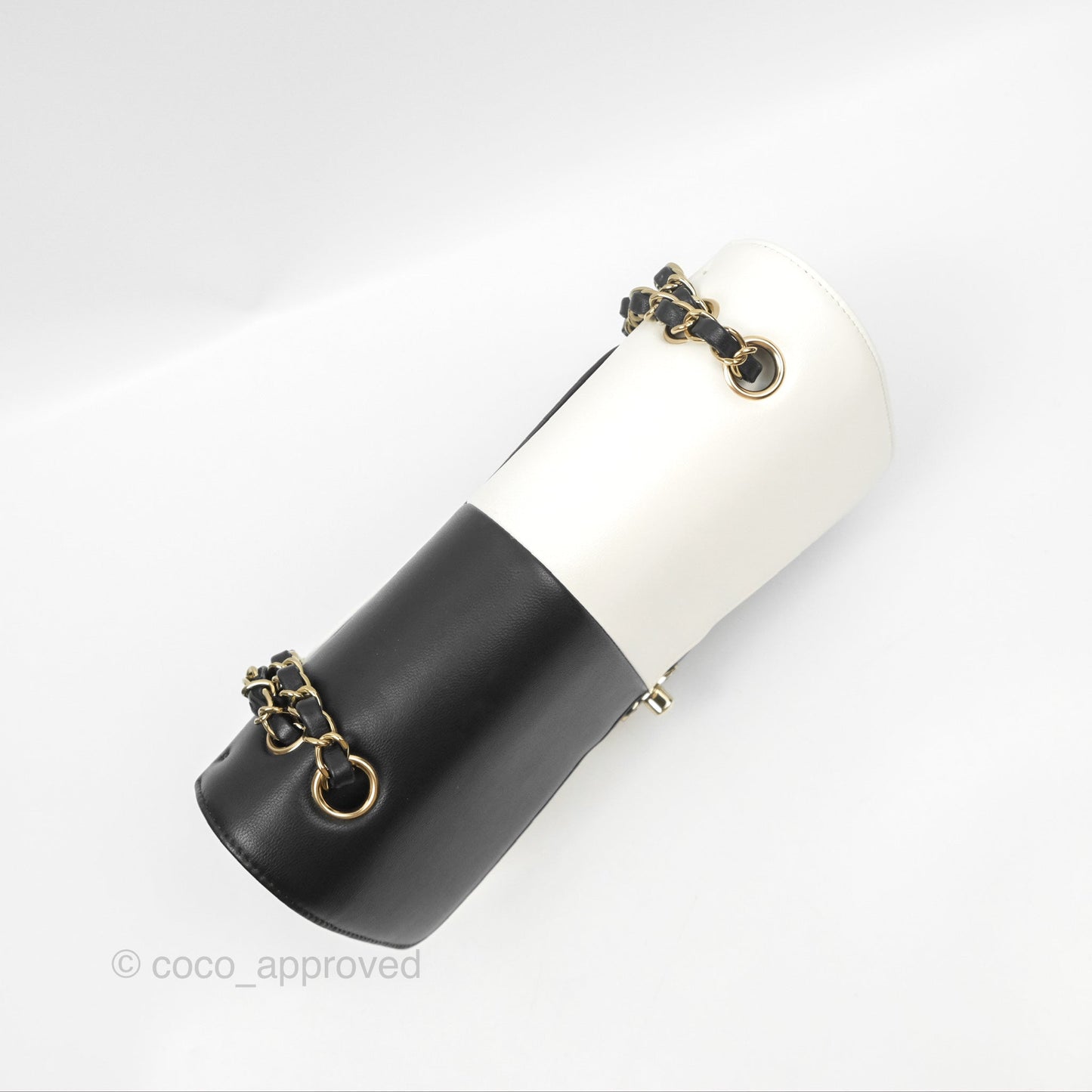 Chanel Medium Flap Black & White Lambskin Gold Hardware
