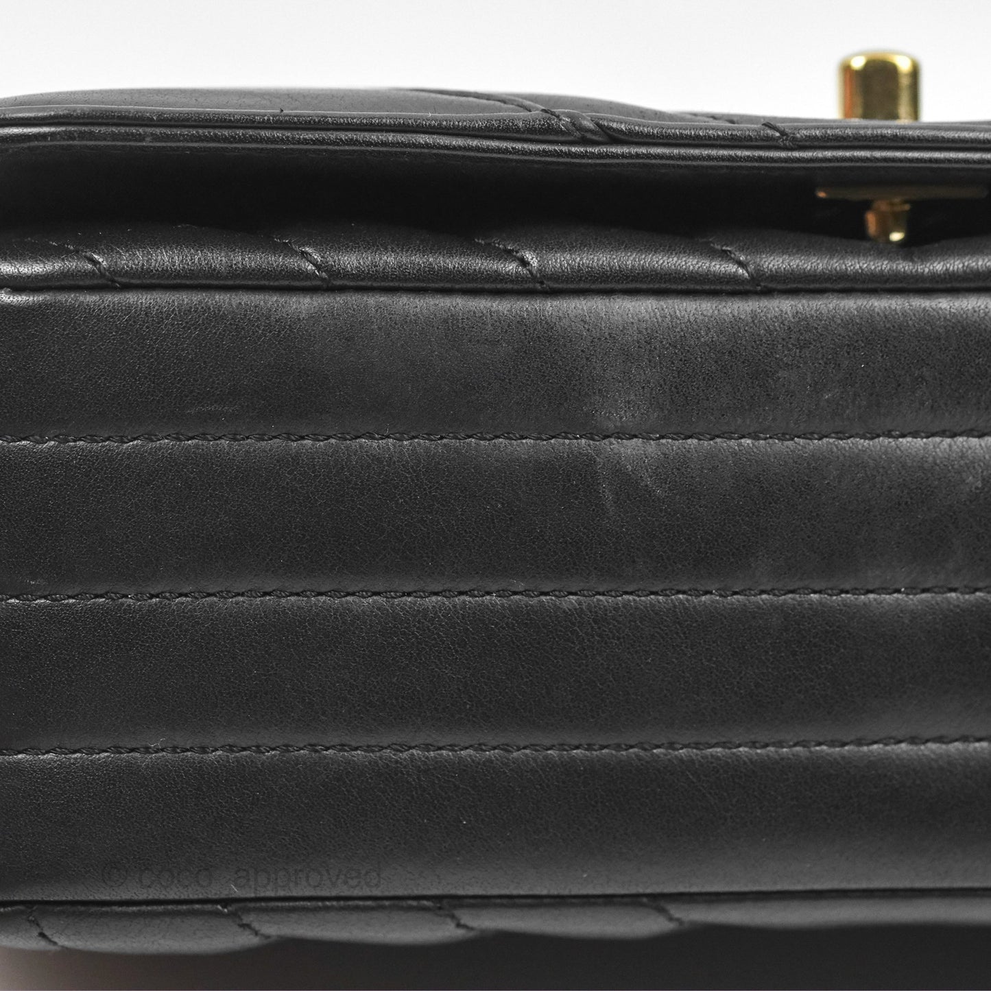Chanel Small Statement Chevron Flap Bag Black Calfskin Gold Hardware