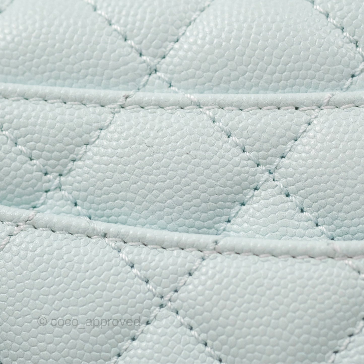 Chanel Small Coco Handle Quilted Light Baby Blue Caviar Gold Hardware