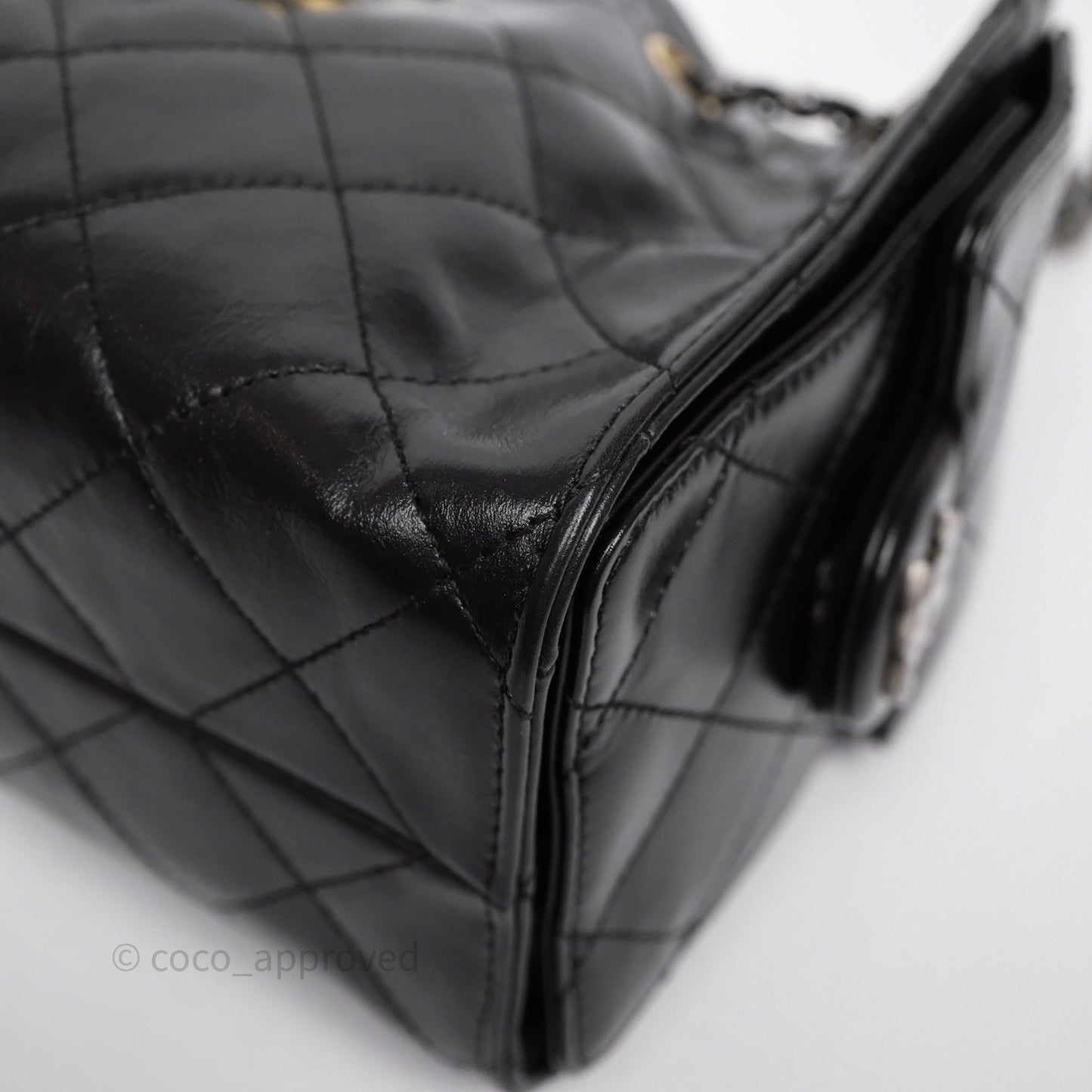 Chanel 25 Mini Black Shiny Crumpled Calfskin Mixed Hardware