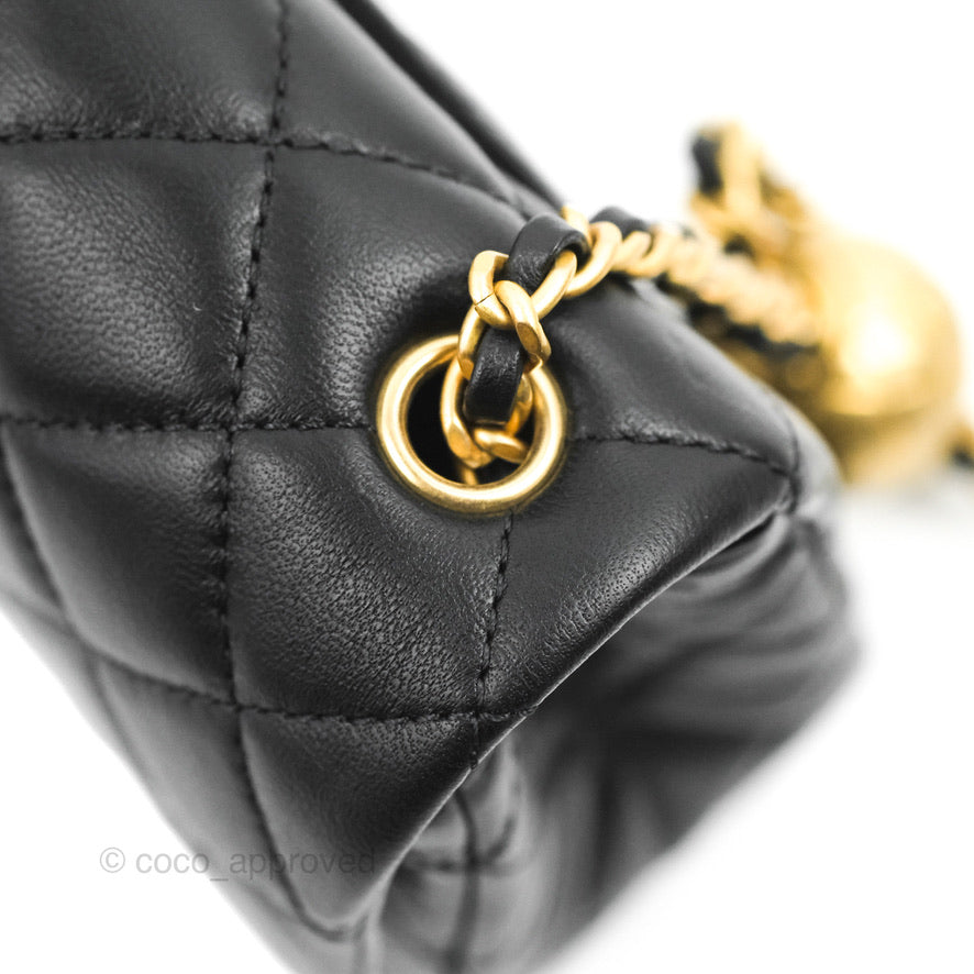 Chanel Mini Rectangular Pearl Crush Quilted Black Lambskin Gold Hardware