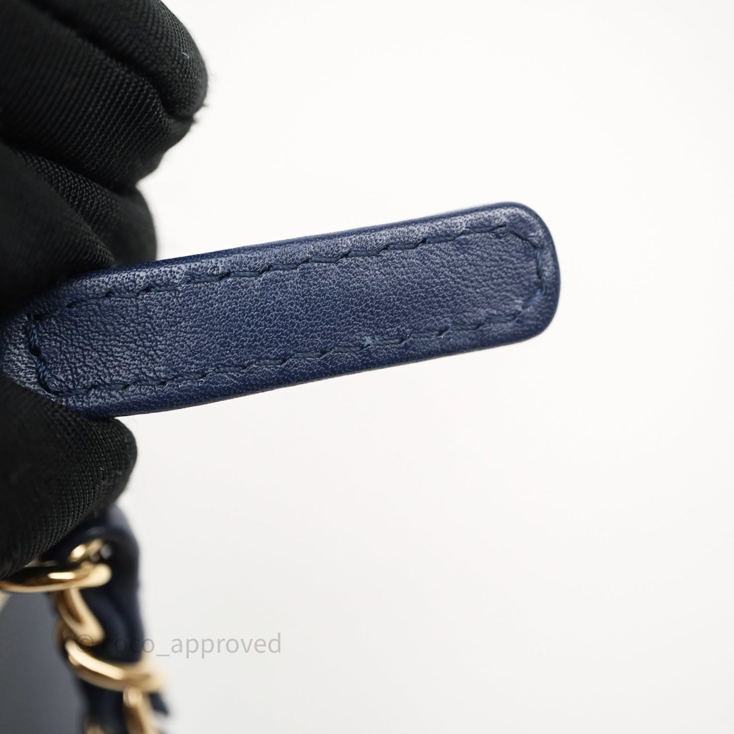 Chanel CC Octagon Camera Case Lambskin Navy Gold Hardware