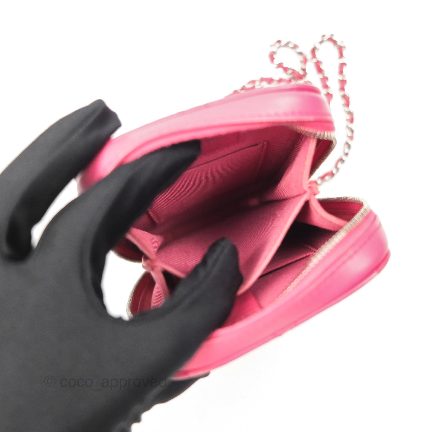 Chanel Quilted Phone Holder Pink Lambskin Silver Hardware