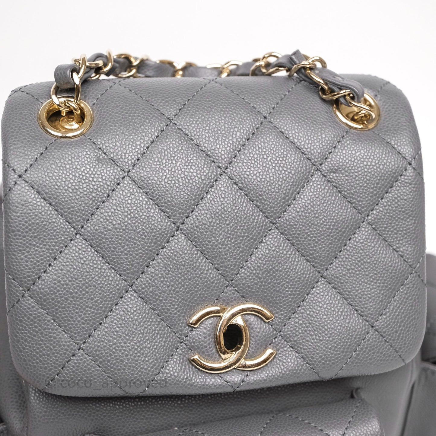 Chanel Small Duma Backpack Dark Grey Caviar Gold Hardware 23K