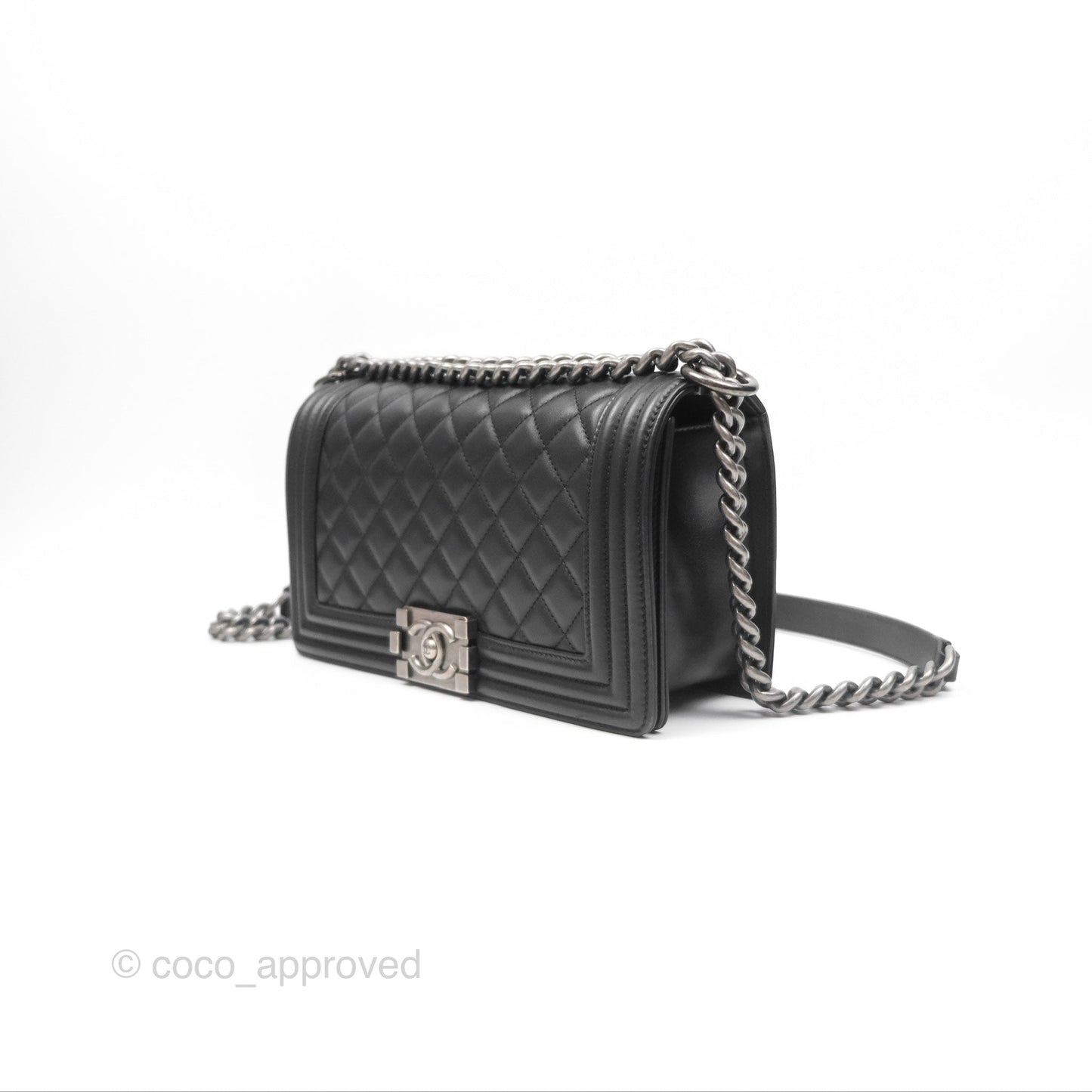 Chanel Medium Boy Quilted Black Calfskin Ruthenium Hardware