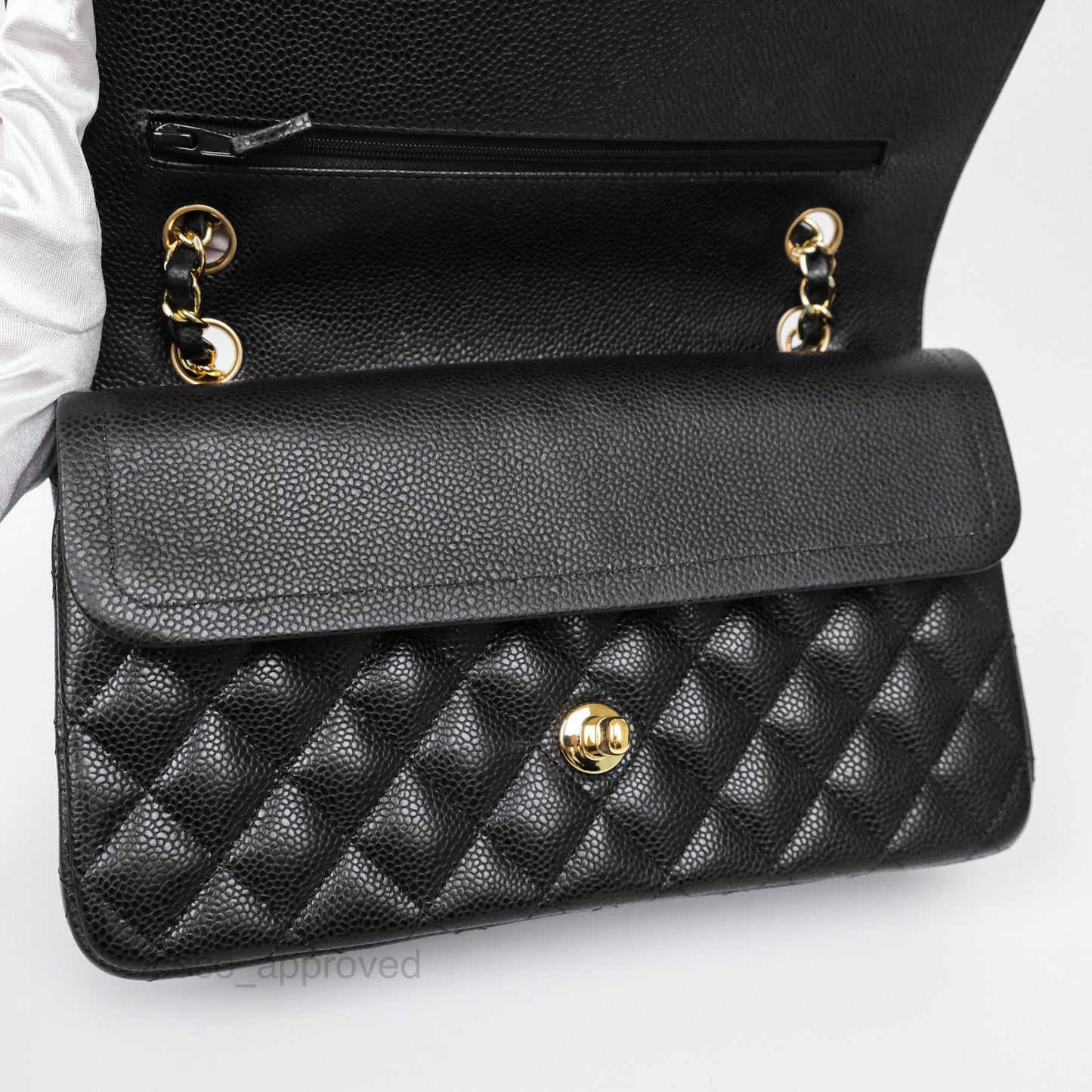 Chanel Classic M/L Medium Flap Quilted Black Caviar Gold Hardware