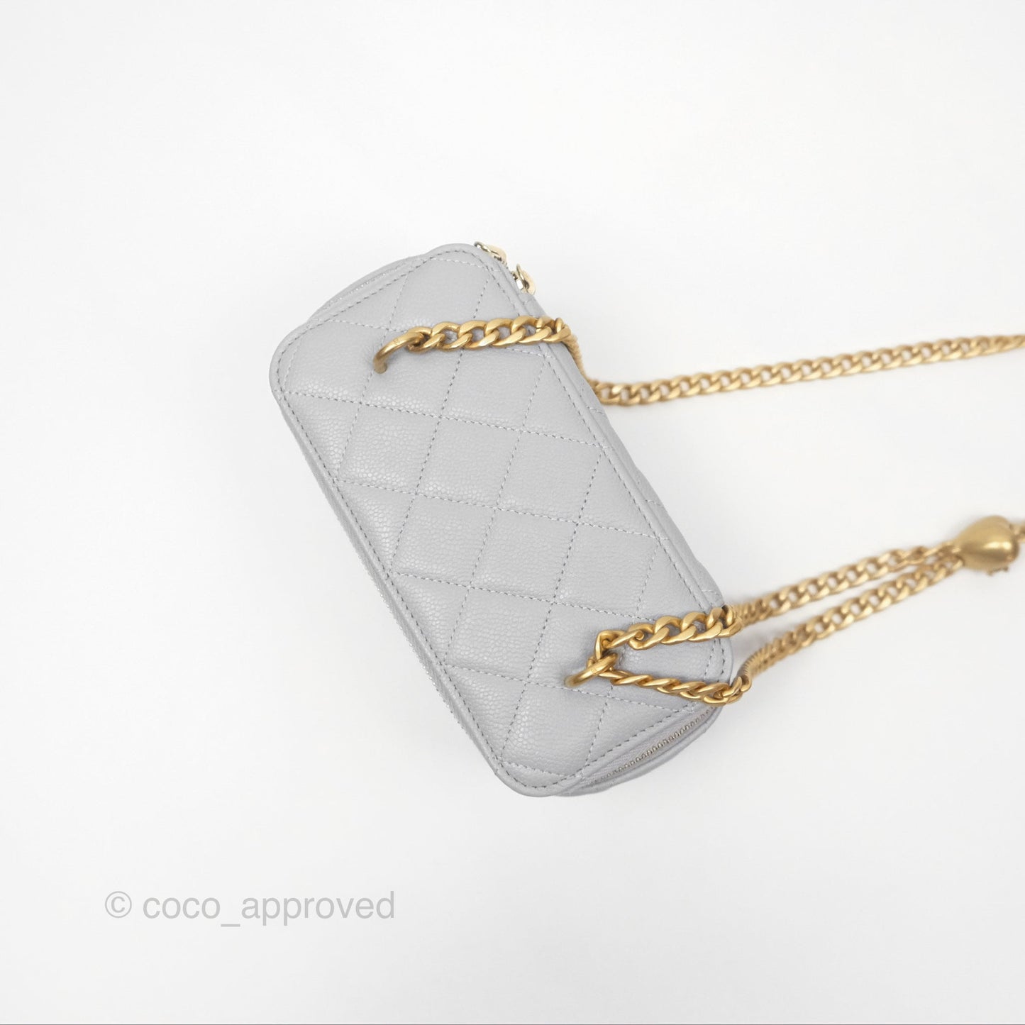 Chanel Vanity with Heart Adjustable Chain Grey Caviar Aged Gold Hardware