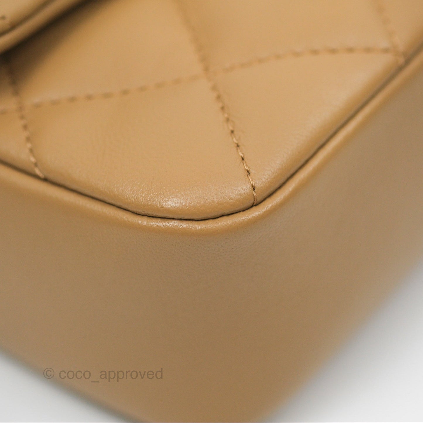 Chanel Mini Flap Bag With Heart CC Charm Dark Beige Lambskin Aged Gold Hardware