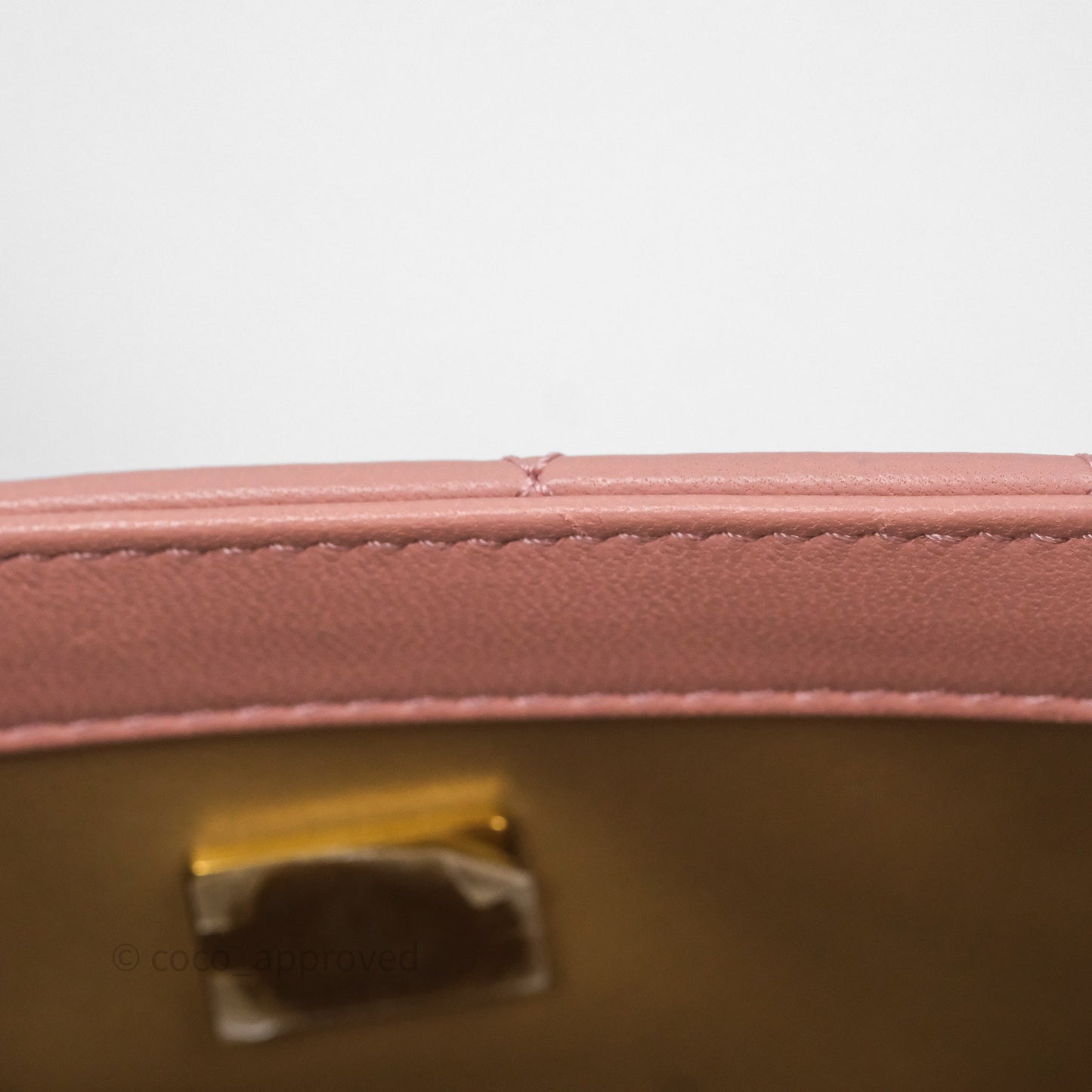 Chanel Mini Rectangular Pearl Crush Dusty Pink Lambskin Aged Gold Hardware