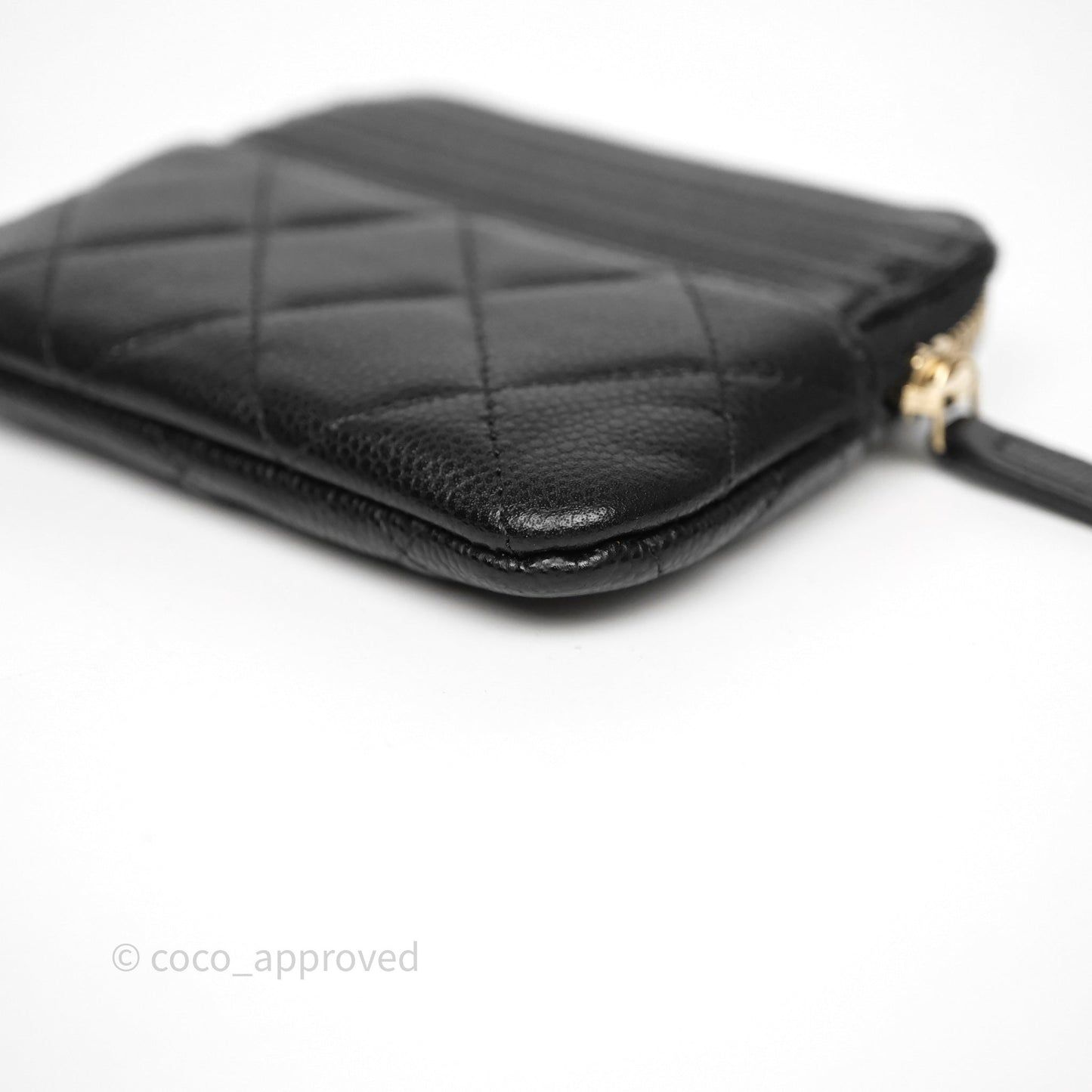 Chanel Quilted Classic Zip Card Holder Wallet Black Caviar Gold Hardware