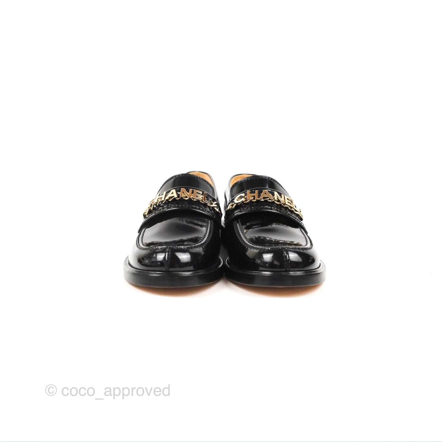Chanel Patent Calfskin Black Loafers 21S Size 37.5