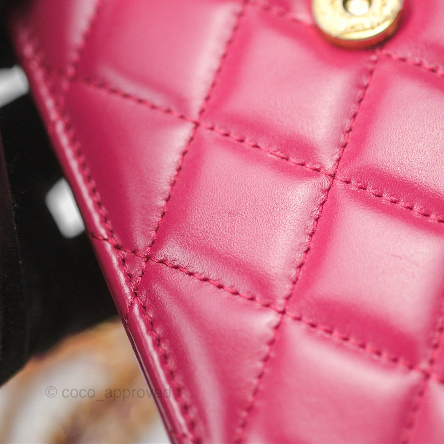 Chanel Quilted Perfect Fit Dark Pink Phone Holder Aged Gold Hardware