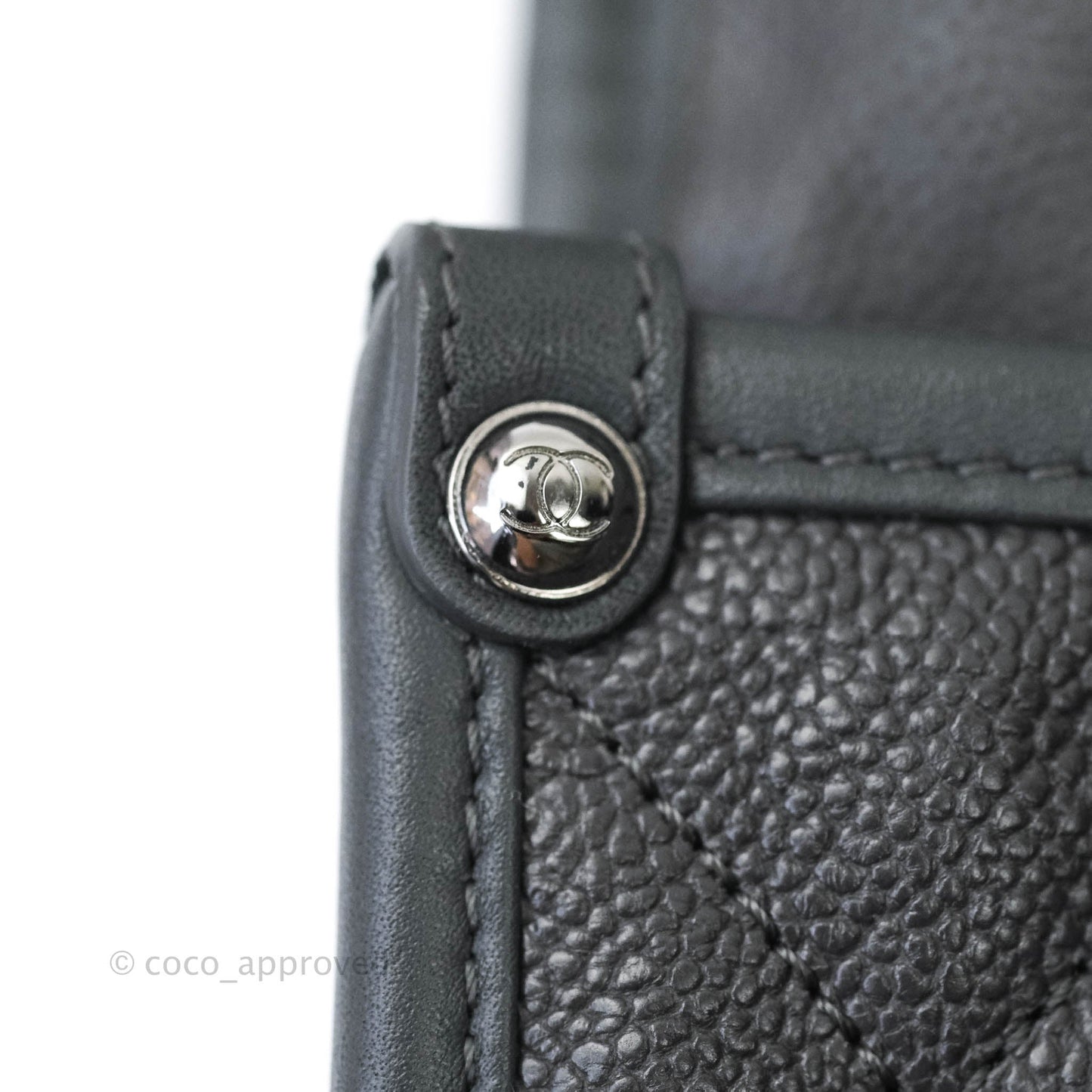 Chanel French Riviera Quilted Large Flap Bag Caviar Grey Silver Hardware