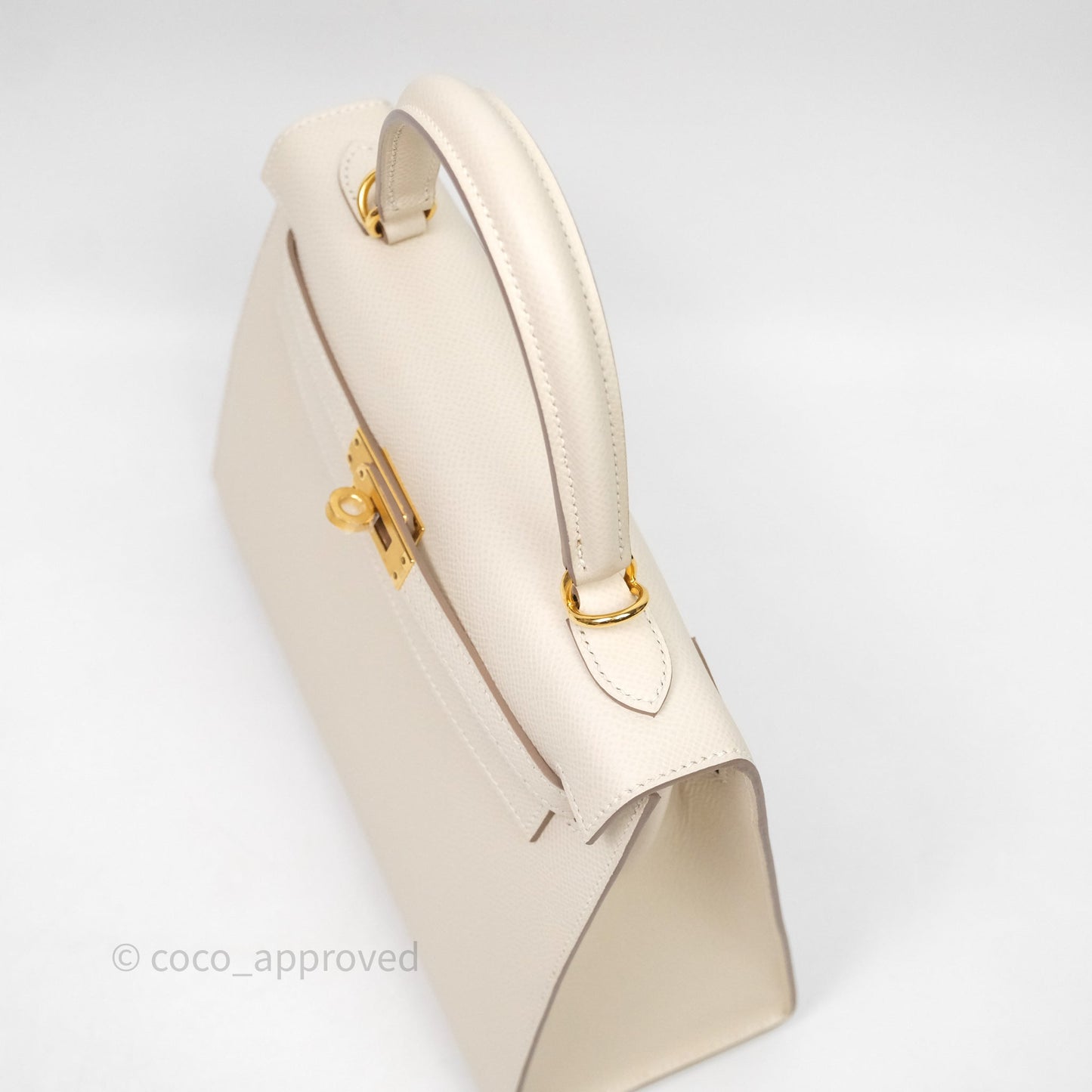 Hermes Kelly 25 Craie Epsom Gold Hardware