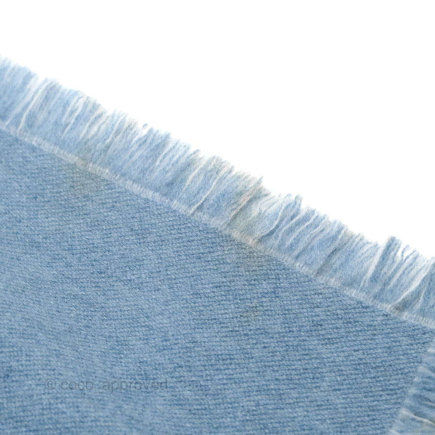 Louis Vuitton Cashmere Fringes Scarf Denim Blue