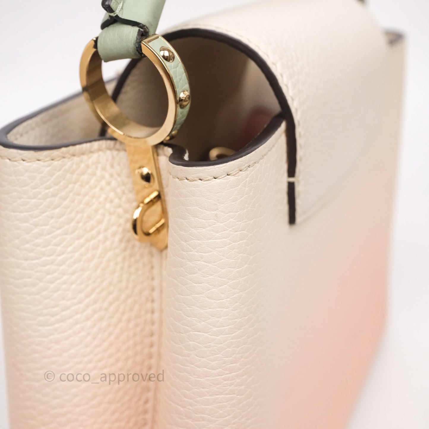 Louis Vuitton Capucines BB Creme Rose Jade Taurillon Leather Gold Hardware