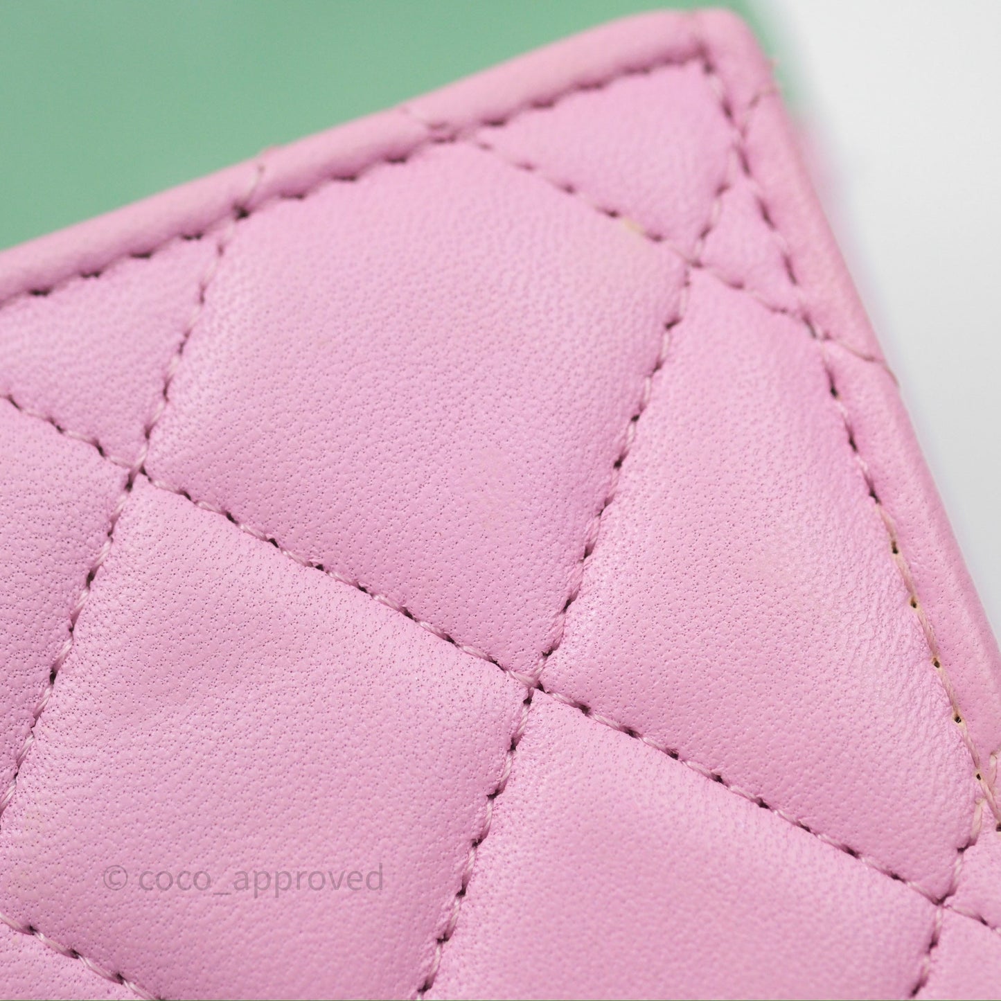 Chanel Mini Handle Clutch With Chain Pink/ Mint Lambskin Gold Hardware 23P