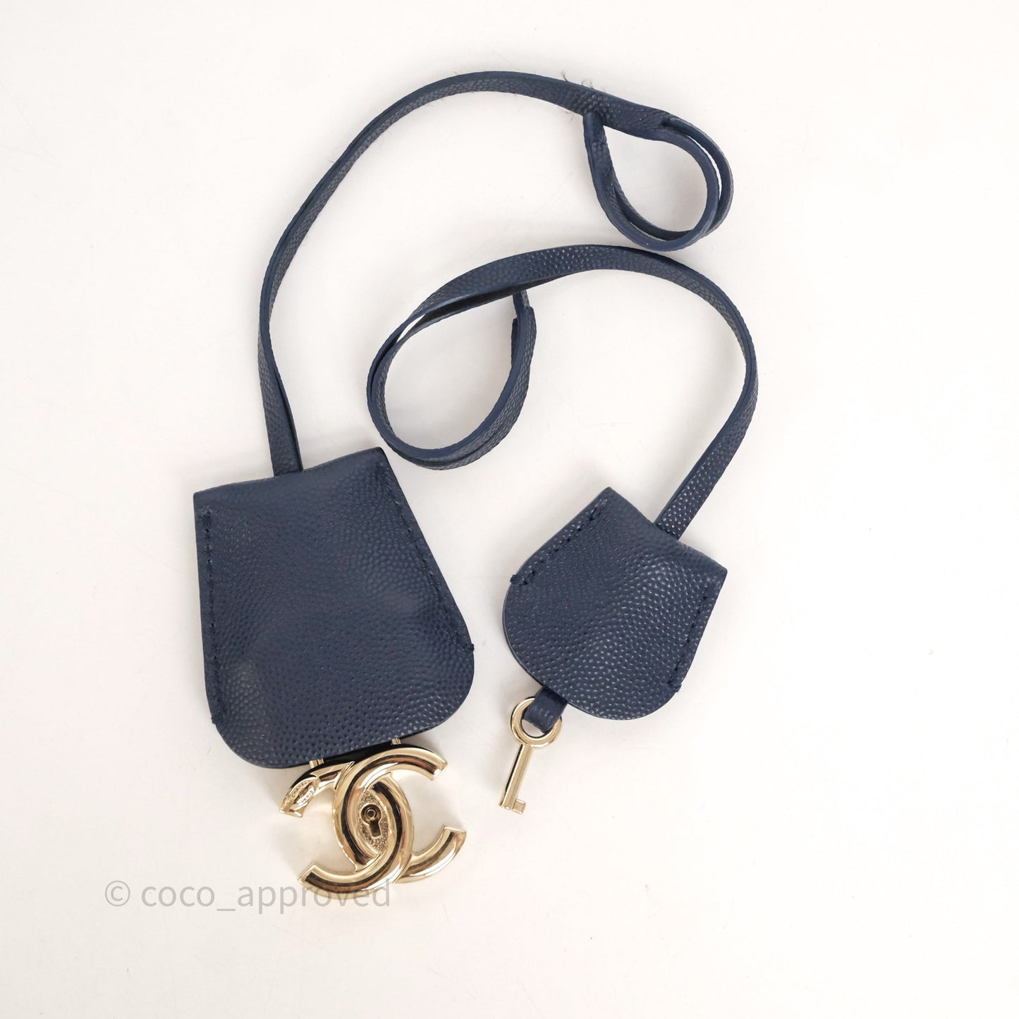 Chanel Quilted Small CC Filigree Vanity Case Navy Caviar Gold Hardware