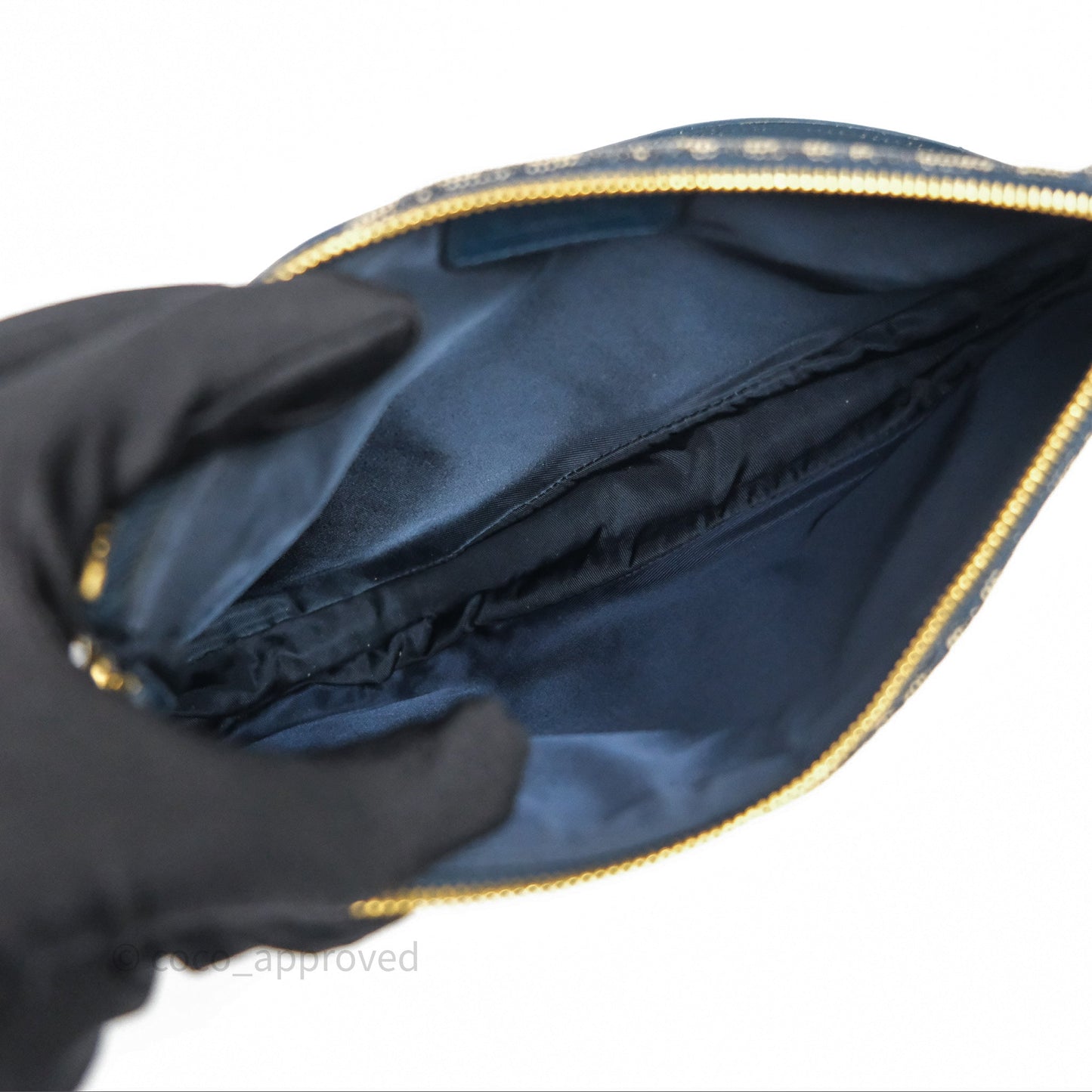 Christian Dior Vintage Mini Saddle Bag Blue Oblique Jacquard