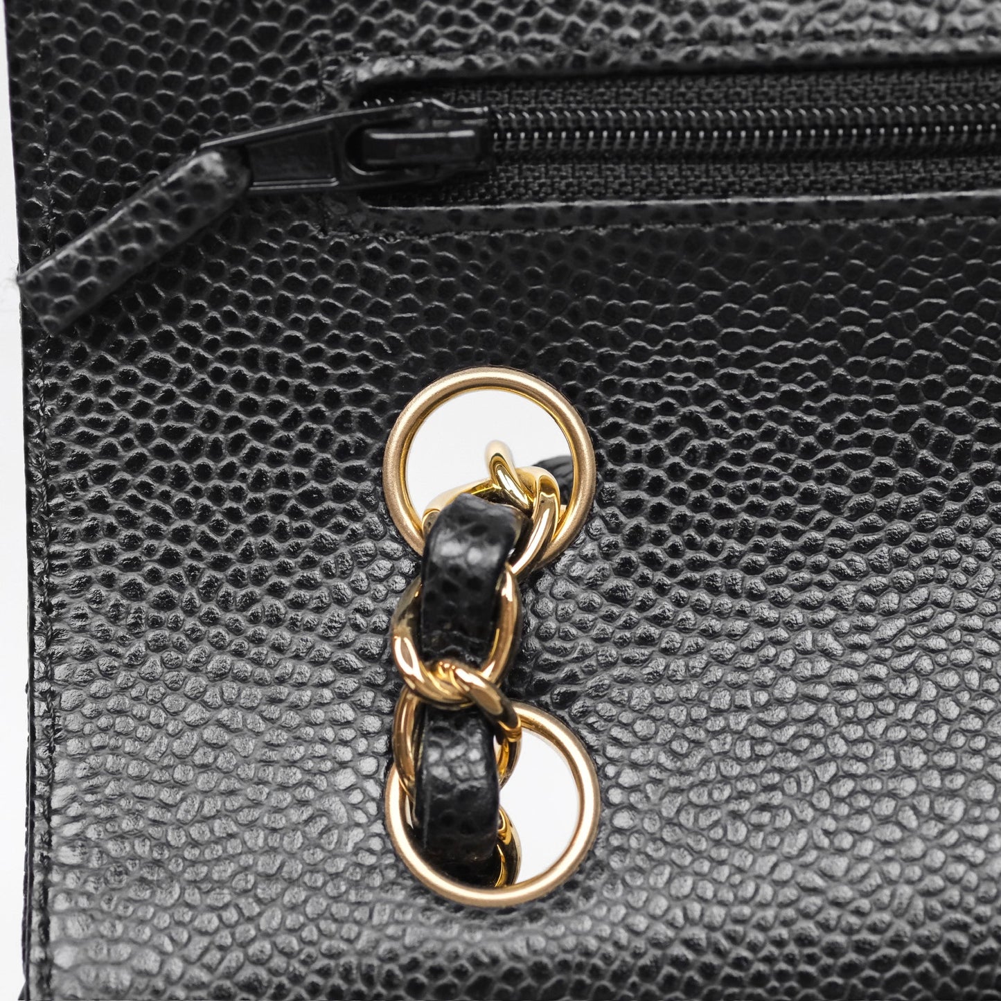 Chanel M/L Medium Classic Flap Quilted Black Caviar Gold Hardware