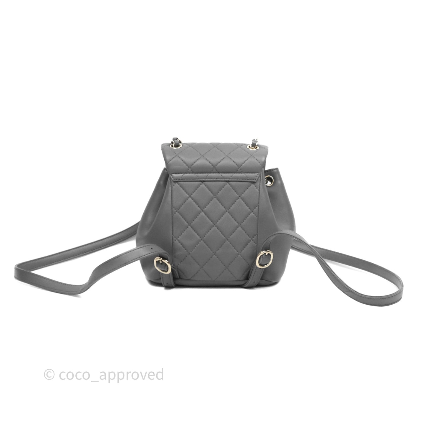 Chanel Small Duma Drawstring Backpack Grey Lambskin Gold Hardware