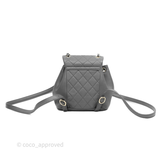 Chanel Small Duma Drawstring Backpack Grey Lambskin Gold Hardware
