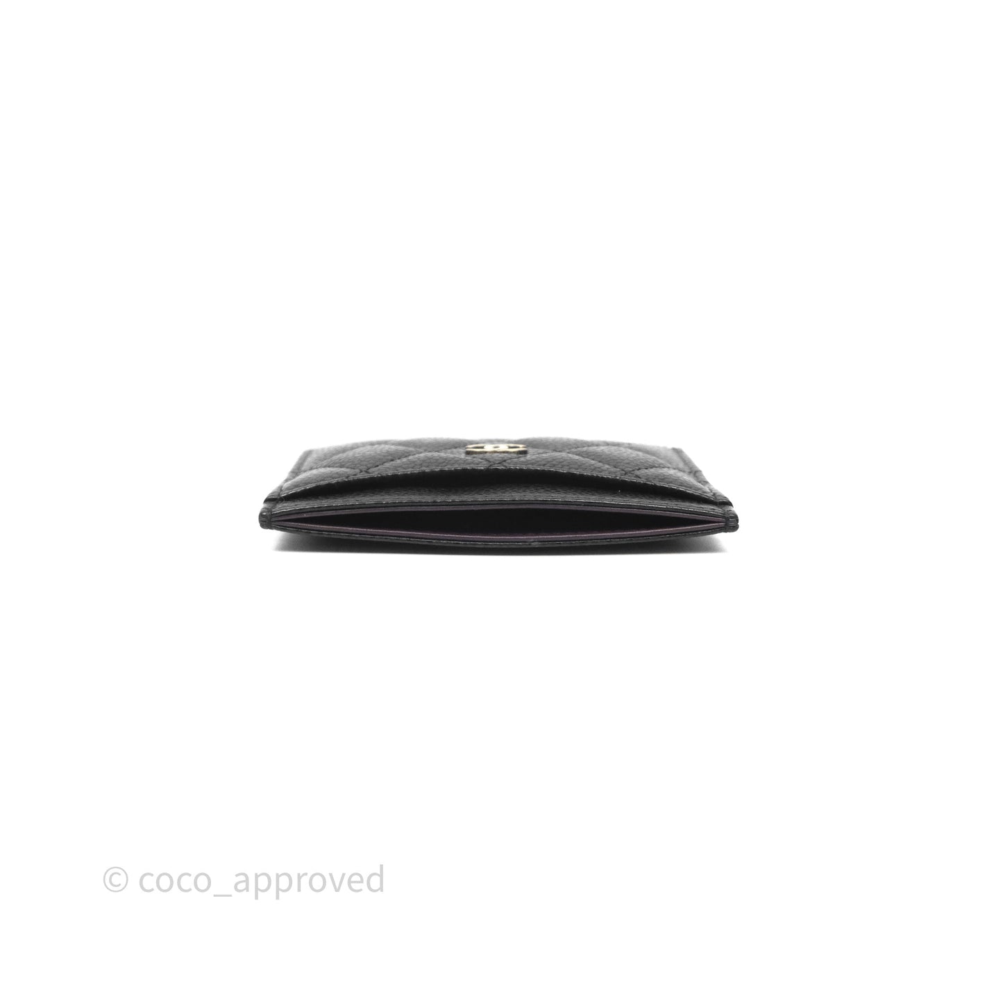 Chanel Classic Flat Card Holder Black Caviar Gold Hardware