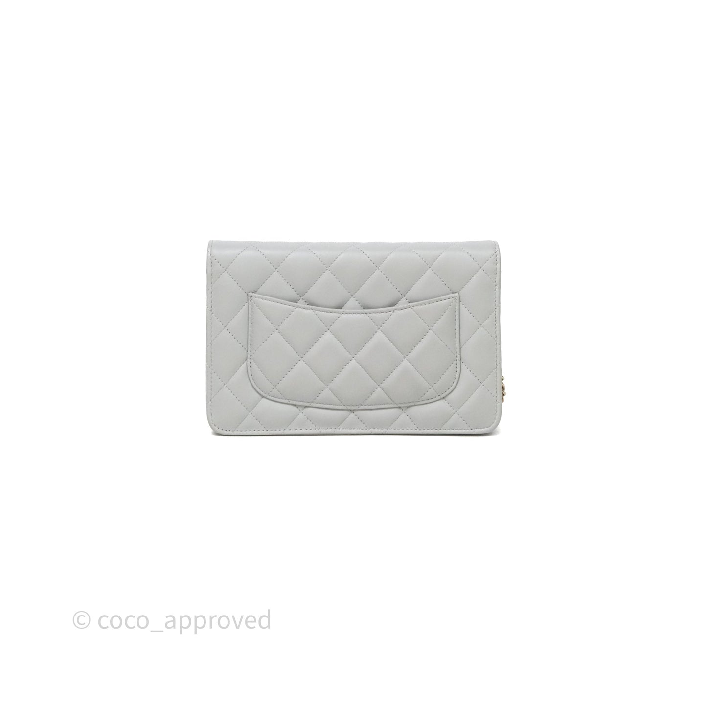 Chanel Classic Quilted Wallet on Chain WOC Grey Lambskin Gold Hardware