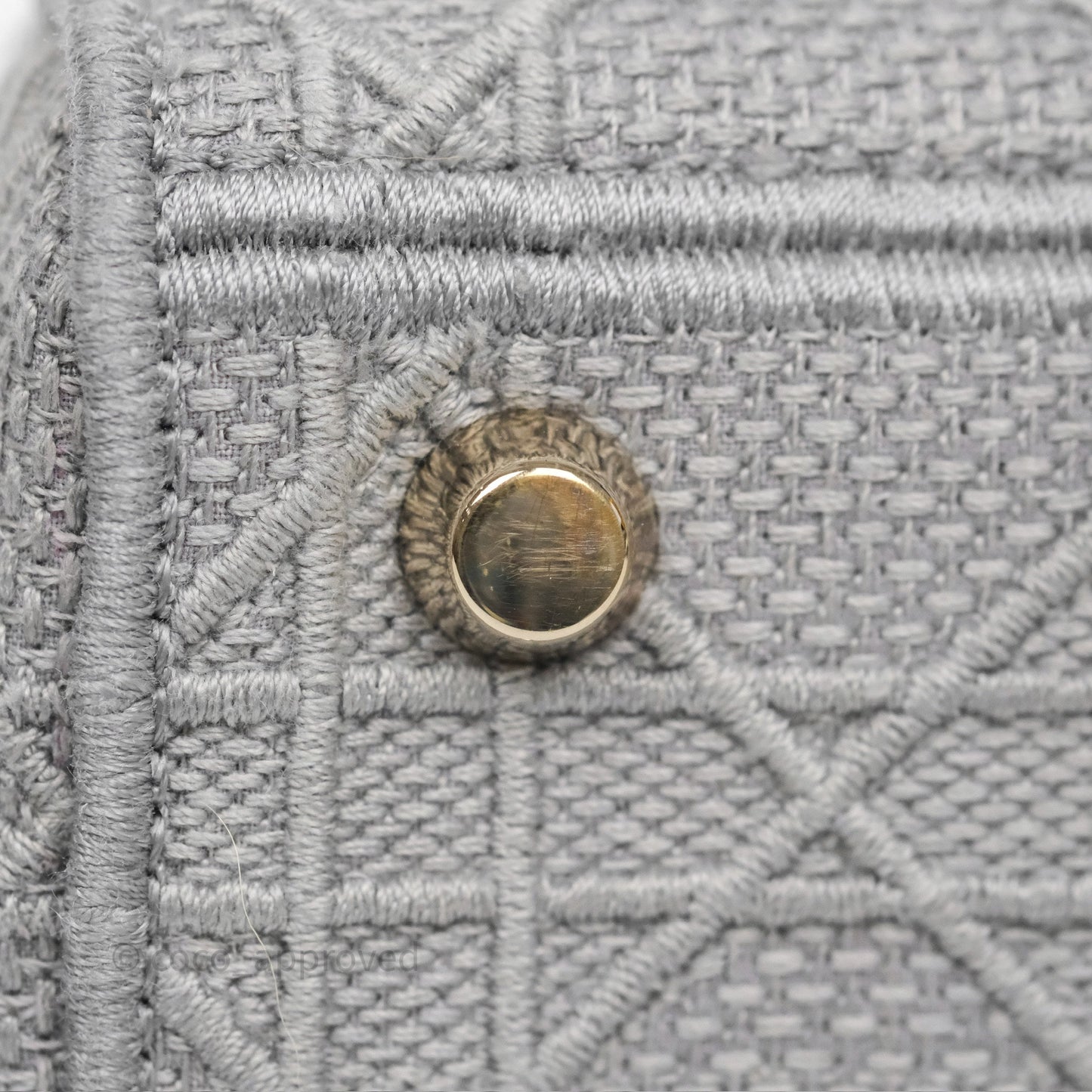 Dior Medium Lady D-Lite Bag Gray Cannage Embroidery Gold Hardware