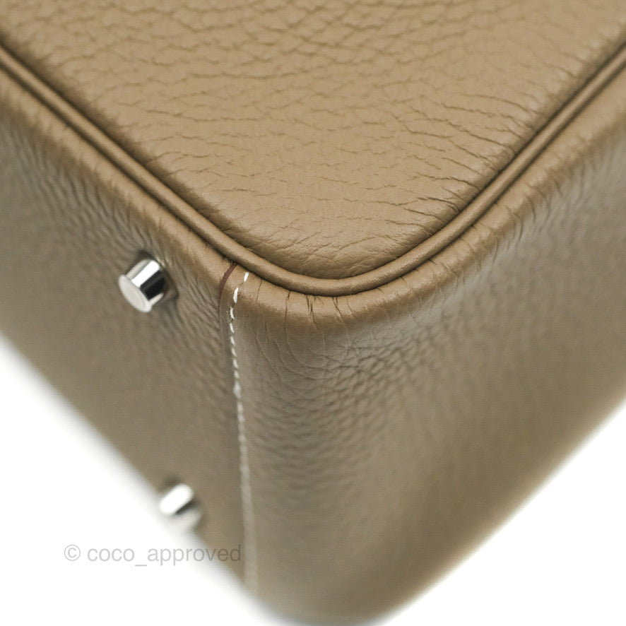 Hermès Mini Lindy 20 Etoupe Clemence Silver Hardware