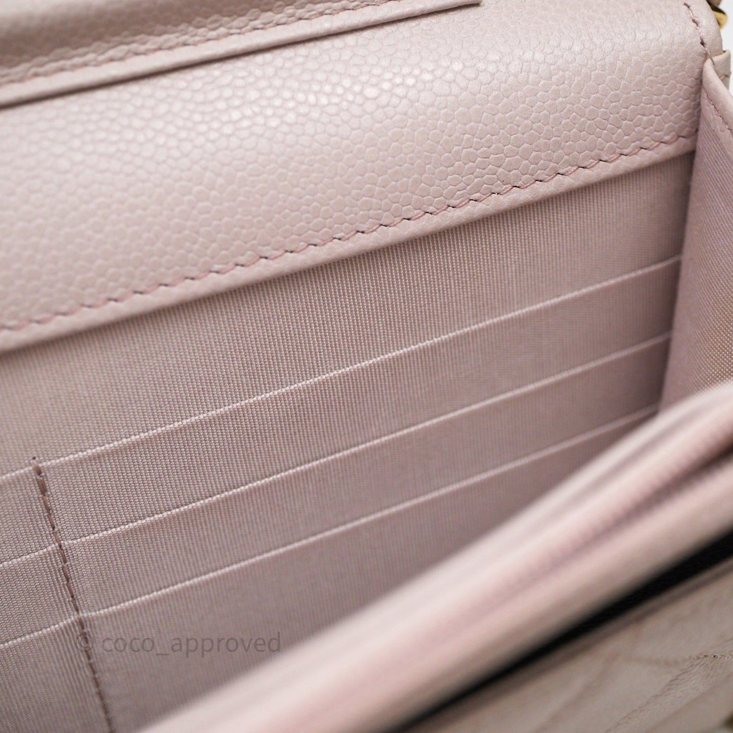 Chanel WOC Wallet On Chain CC Coco Chain Quilted Lilac Caviar Gold Hardware
