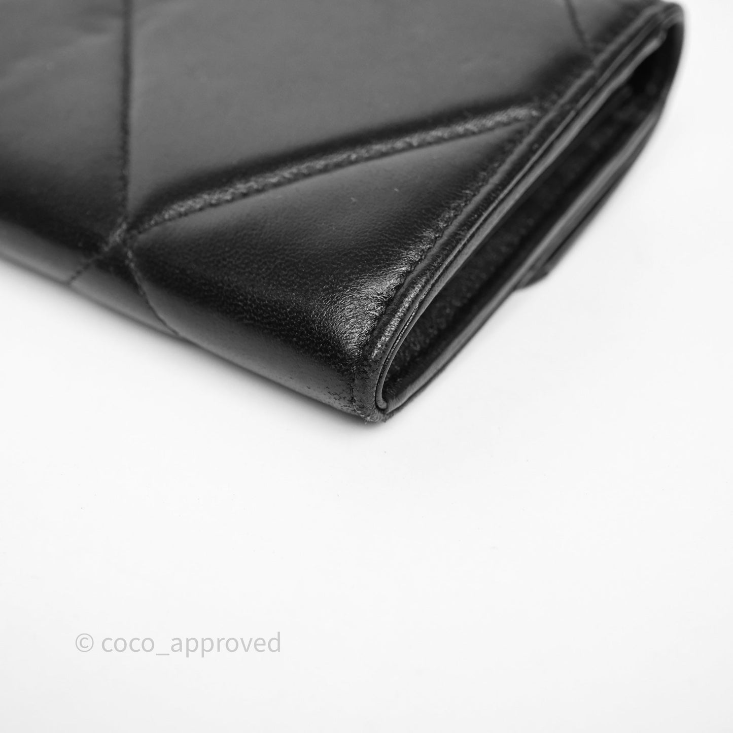 Chanel Quilted 19 Flap Long Wallet Black Lambskin Aged Gold Hardware