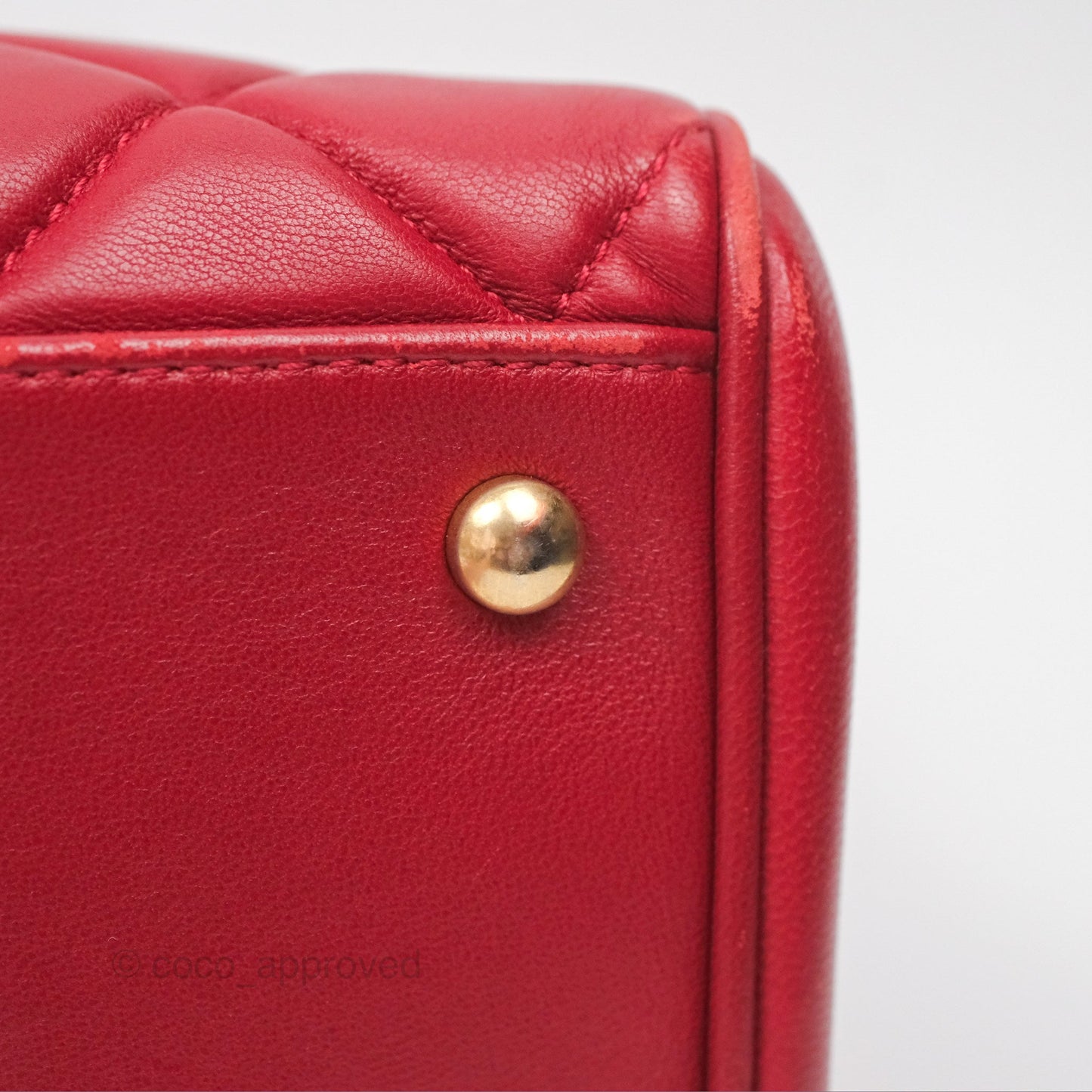 Chanel Tote Bag Red Lambskin Aged Gold Hardware