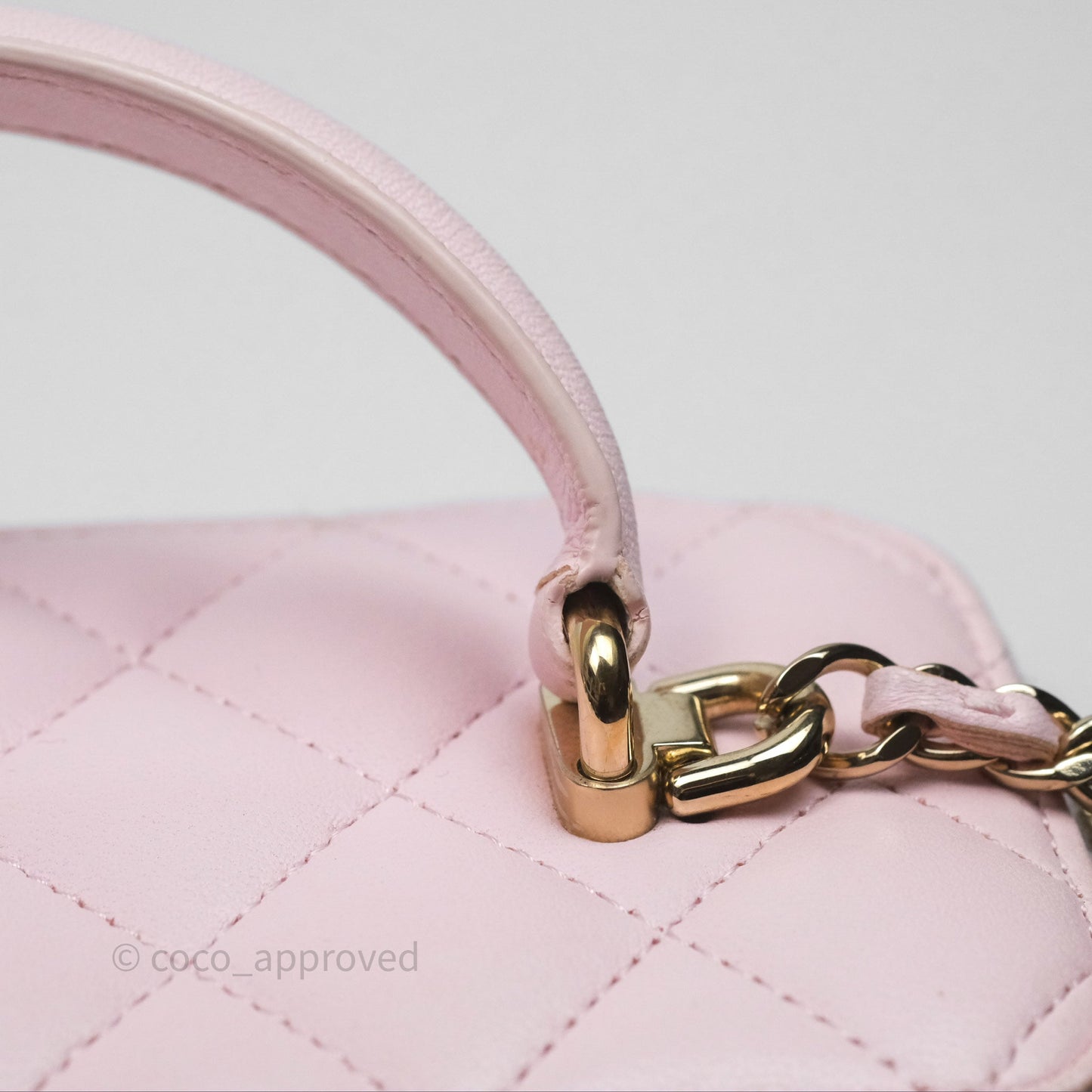 Chanel Vanity Rectangular Top Handle Light Pink Lambskin Gold Hardware