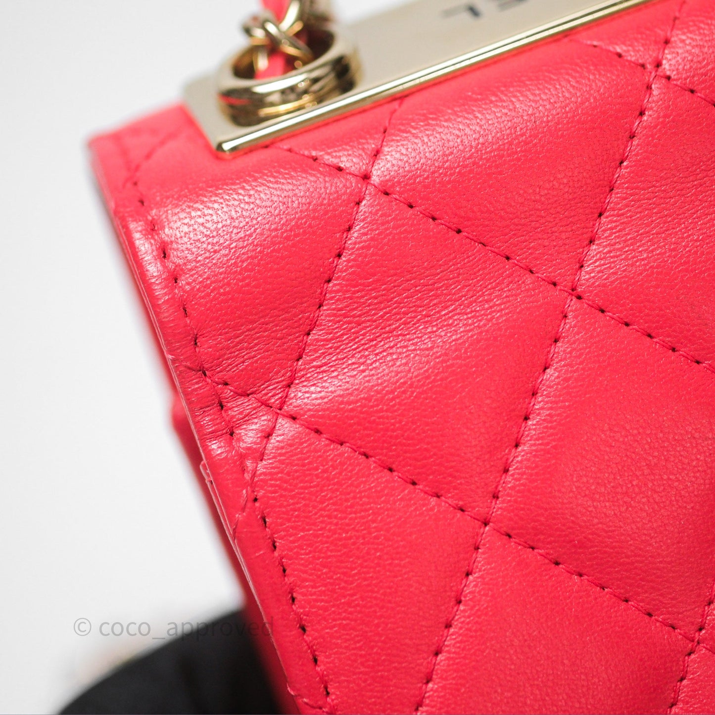 Chanel Mini Quilted Trendy CC Clutch With Chain Red Lambskin Gold Hardware