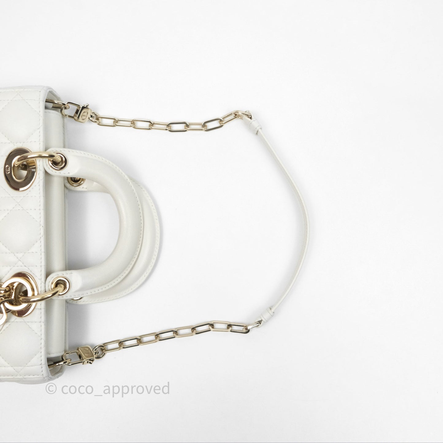 Dior Small Lady D-Joy Bag Ivory White Lambskin Cannage Gold Hardware