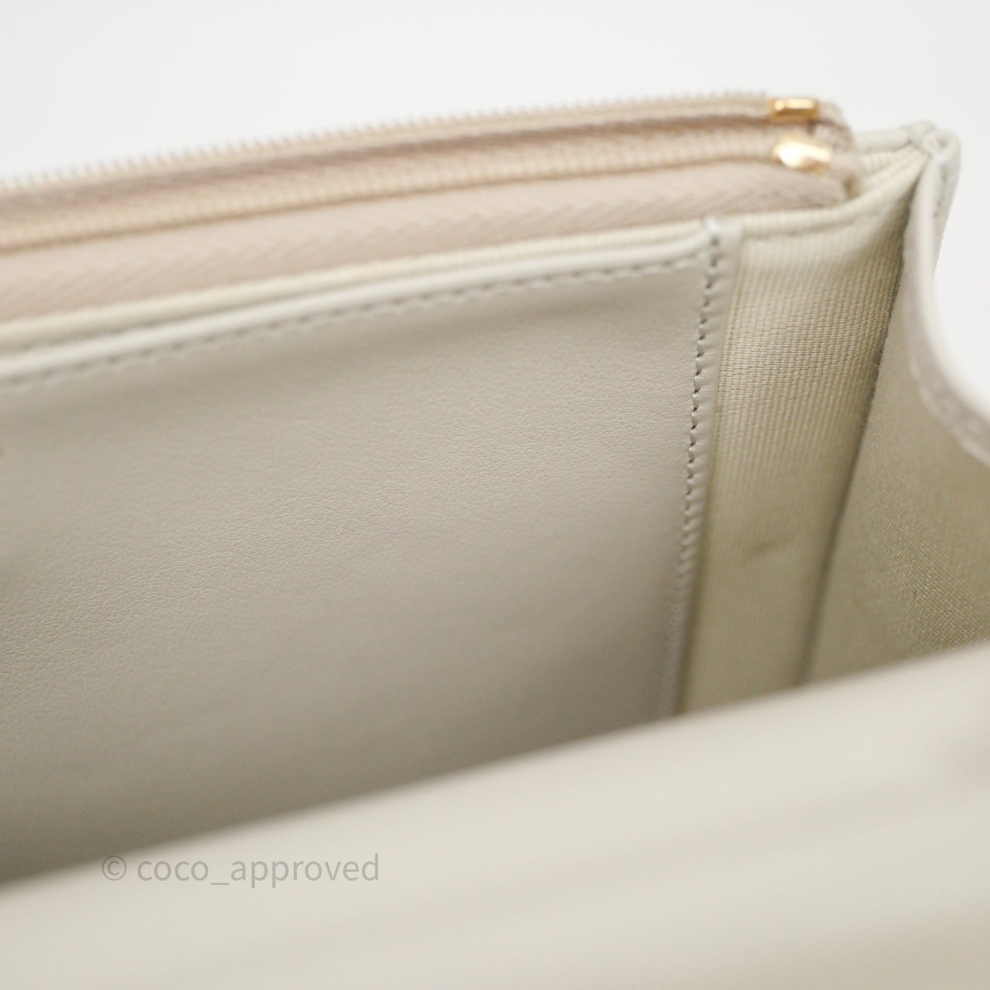 Chanel Quilted Wallet on Chain WOC Light Grey Caviar Gold Hardware 24S