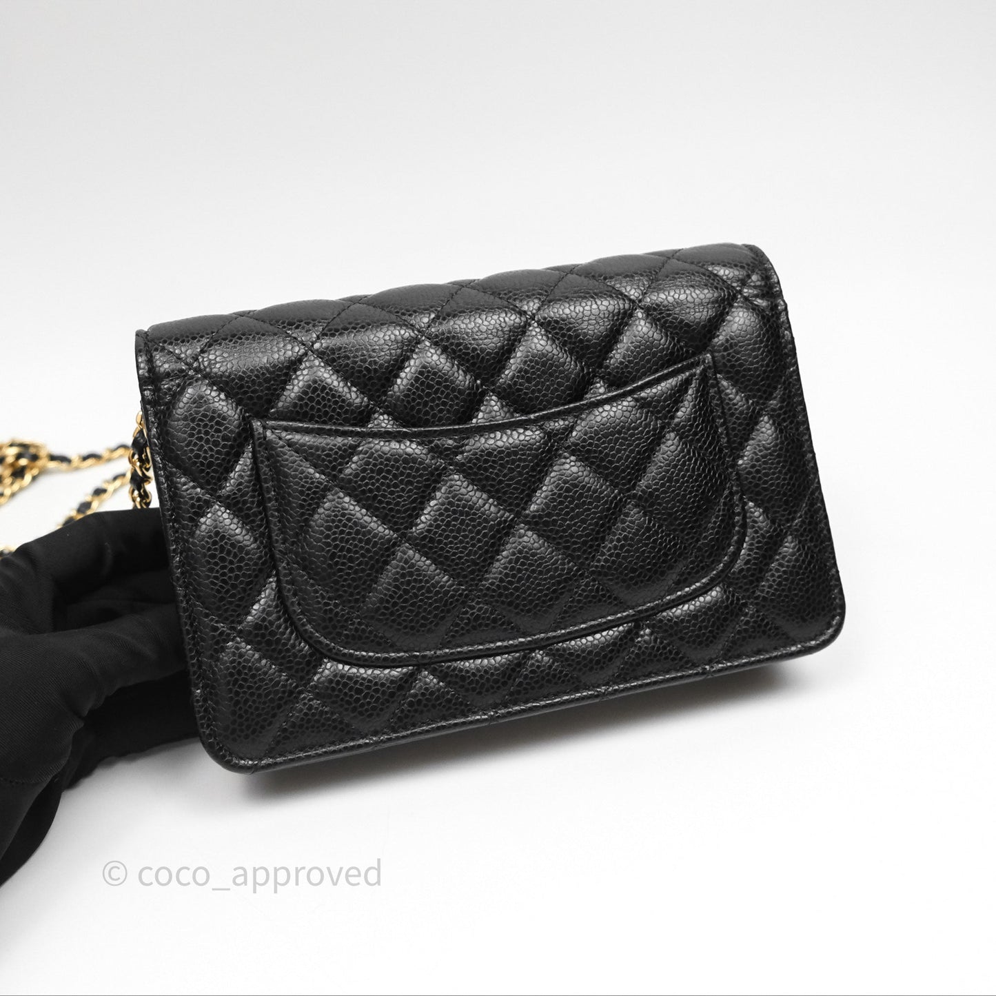Chanel Classic Wallet On Chain WOC Quilted Black Caviar Gold Hardware