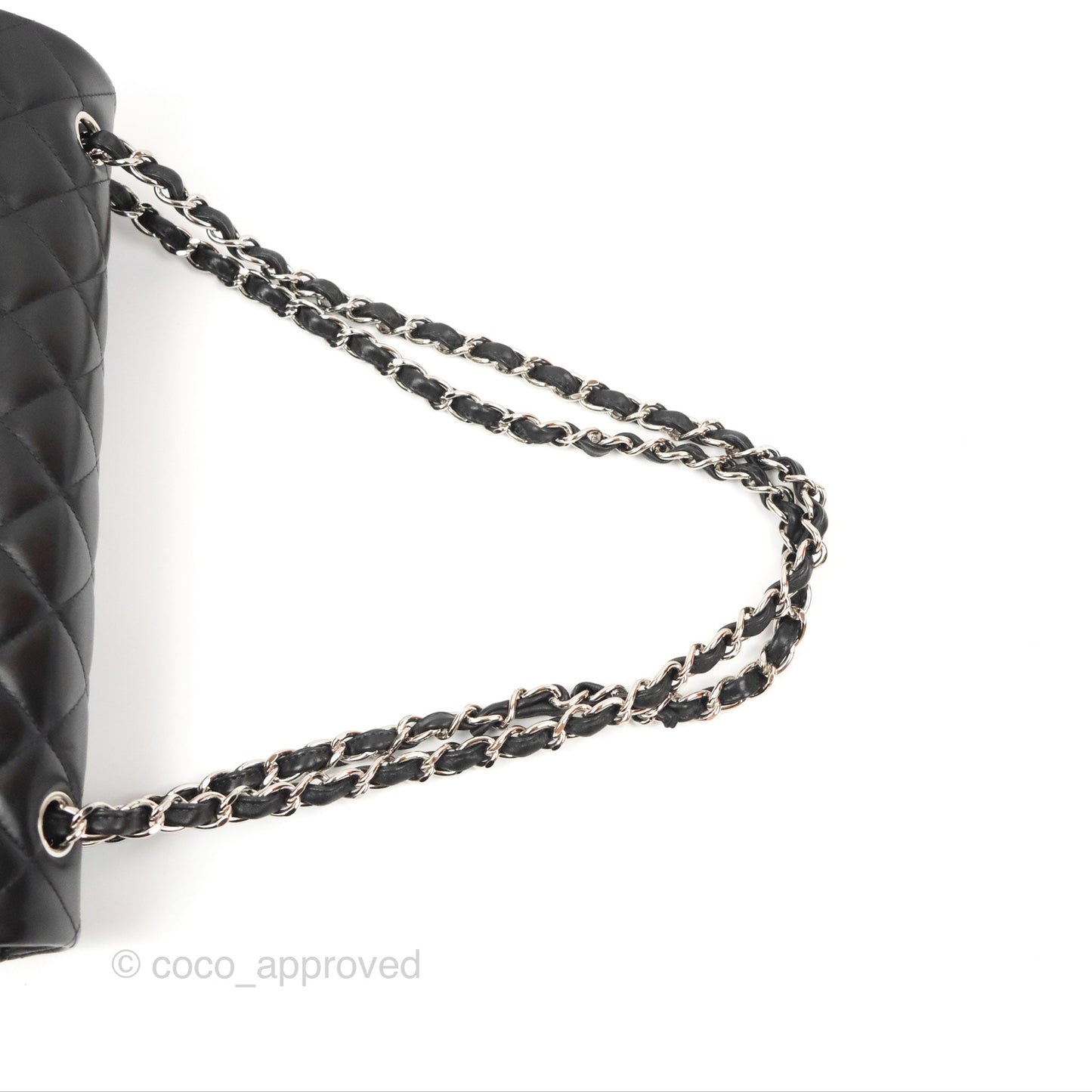 Chanel Quilted Maxi Double Flap Black Lambskin Silver Hardware