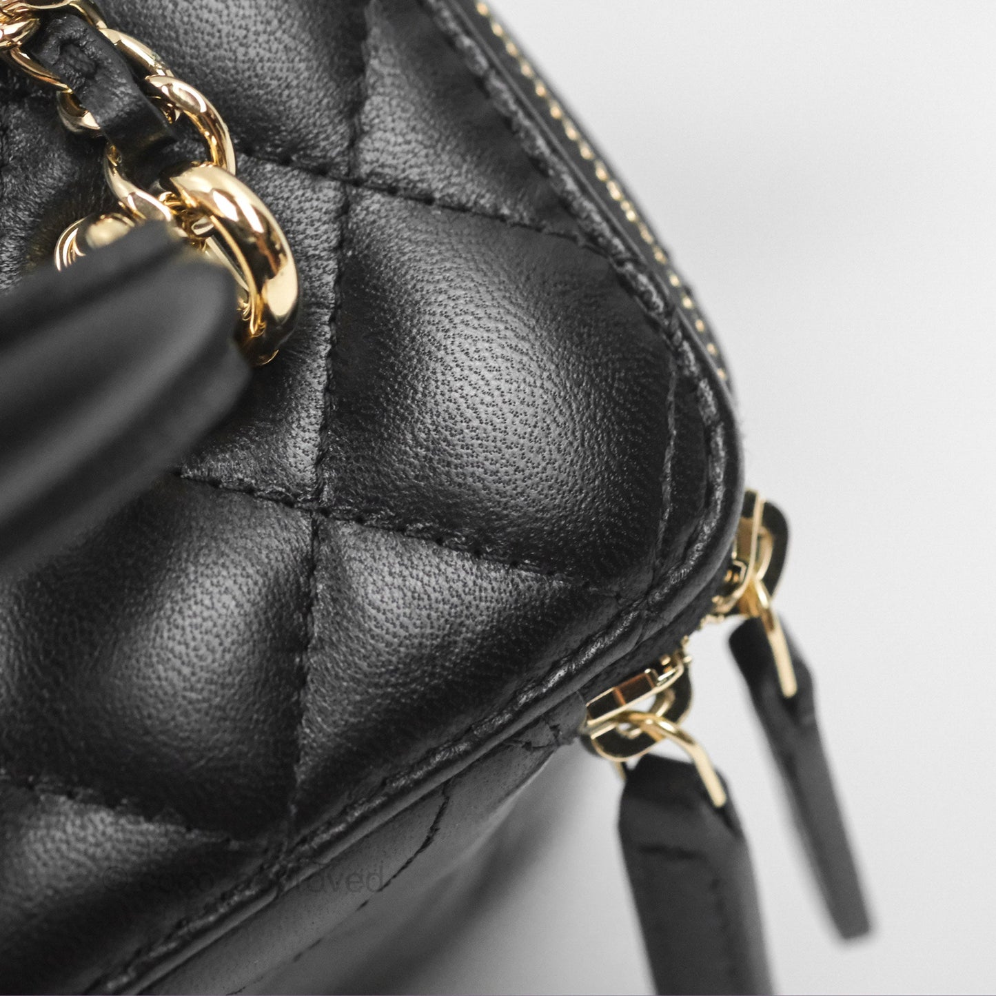 Chanel Vanity Rectangular Top Handle Black Lambskin Gold Hardware